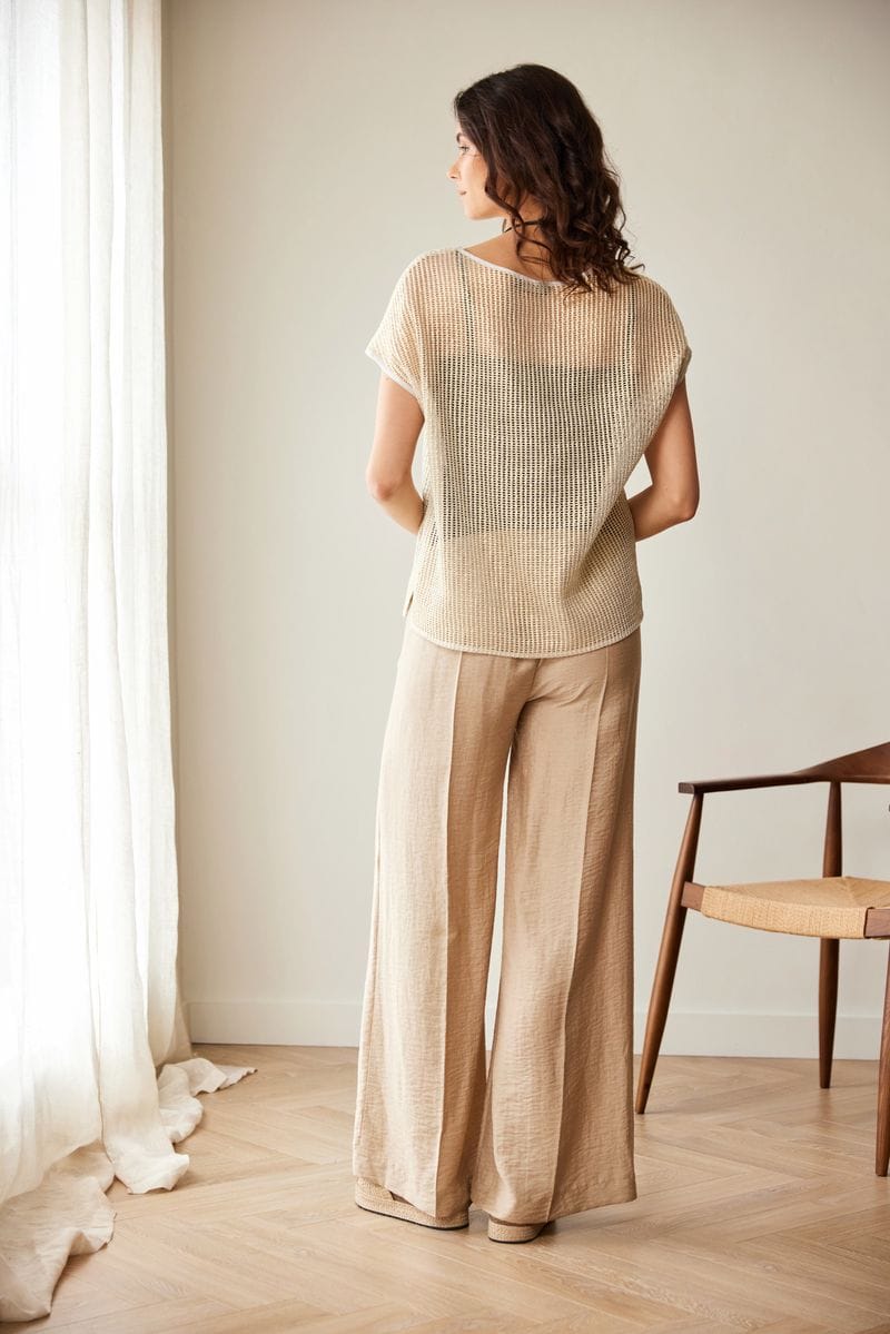 Sand Crinkle Trouser