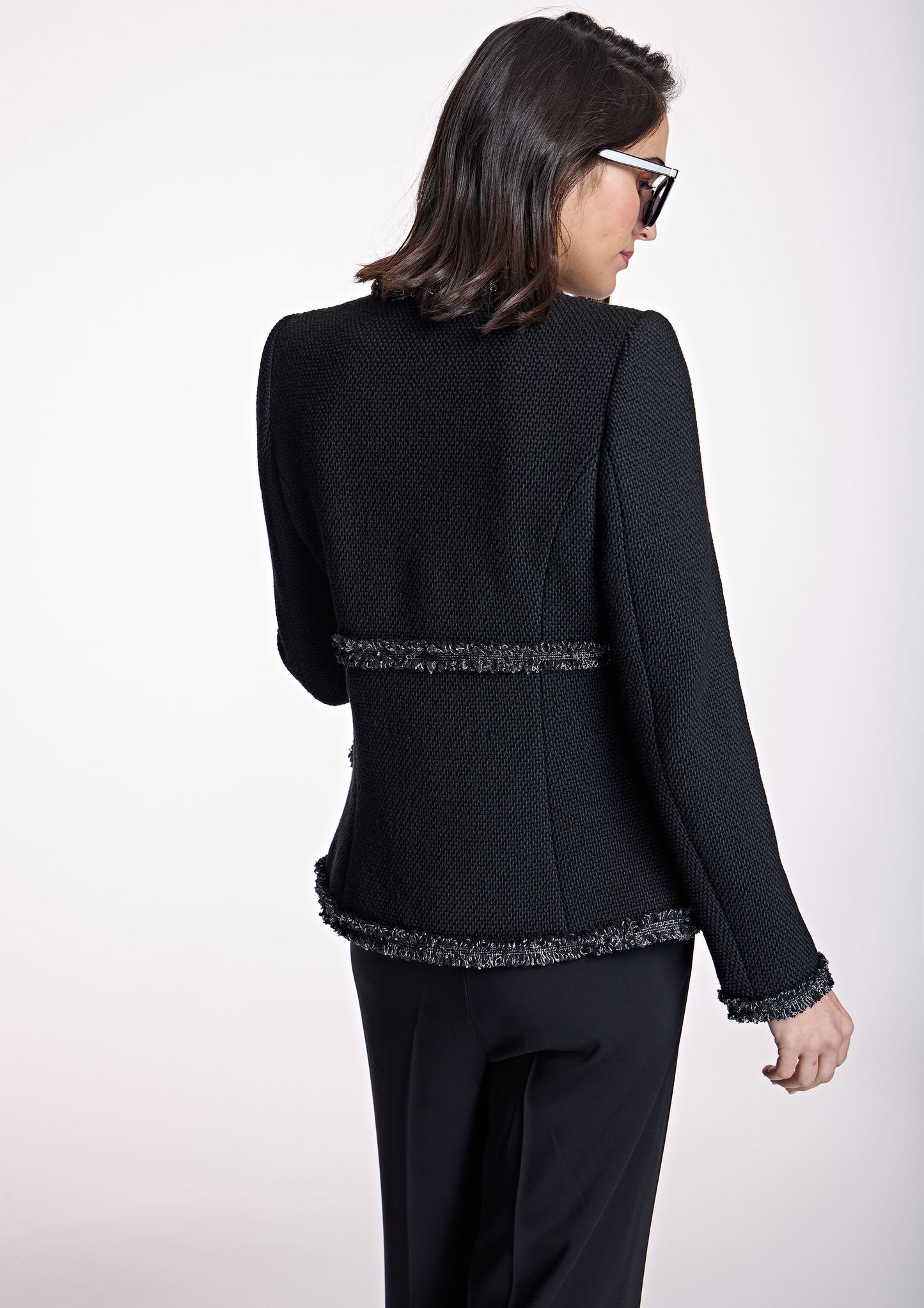 Black Fitted Tweed Jacket