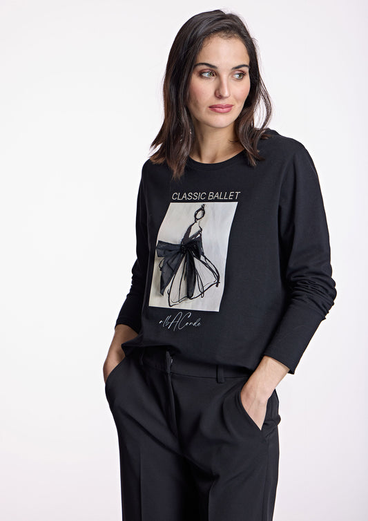 Black Top With Ballet Pattern