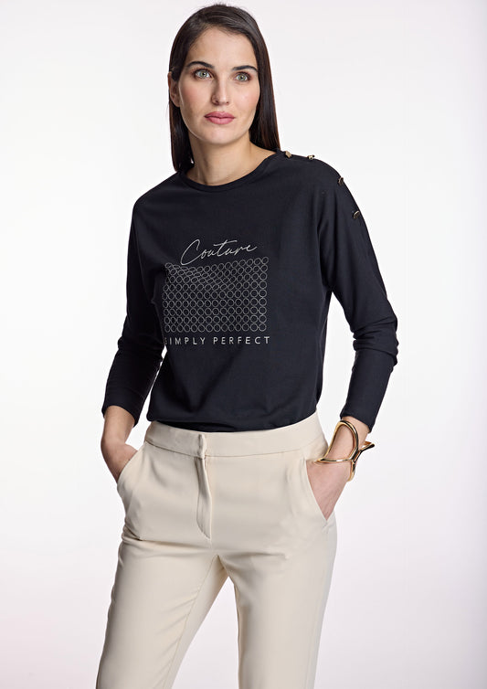 Black Top With Shoulder Buttons