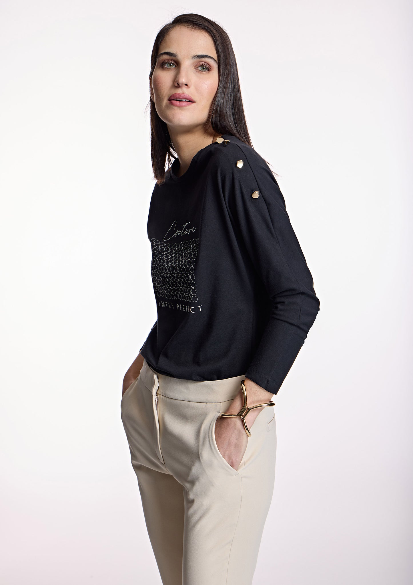 Black Top With Shoulder Buttons