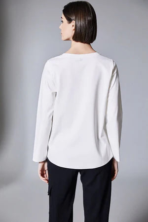 Ecru Flock Print Long Sleeve Top