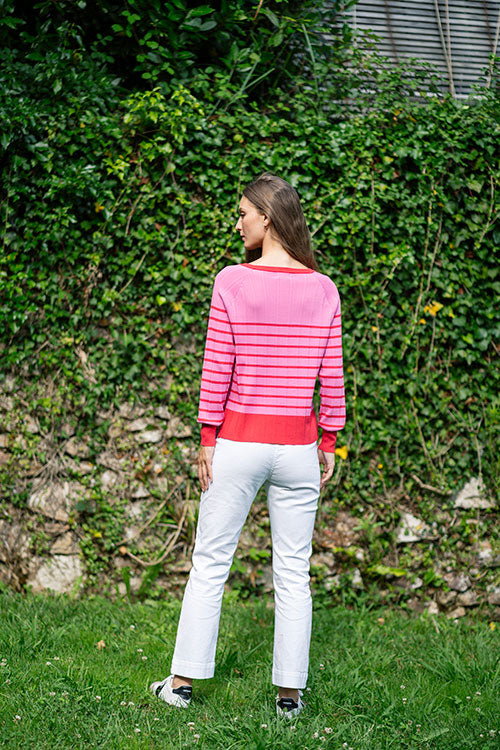 Striped Sweater In Pink Tones