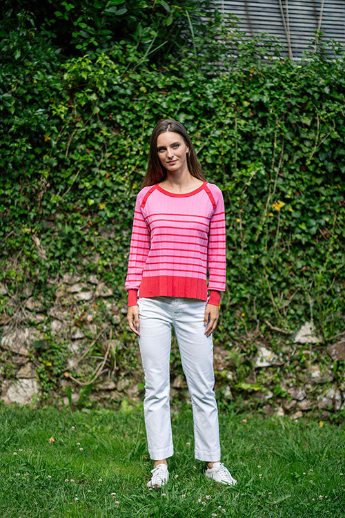 Striped Sweater In Pink Tones