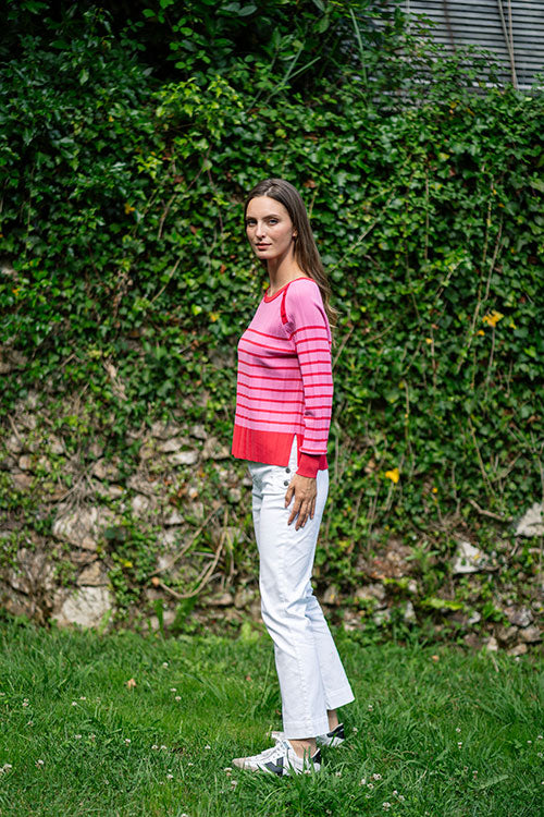 Striped Sweater In Pink Tones