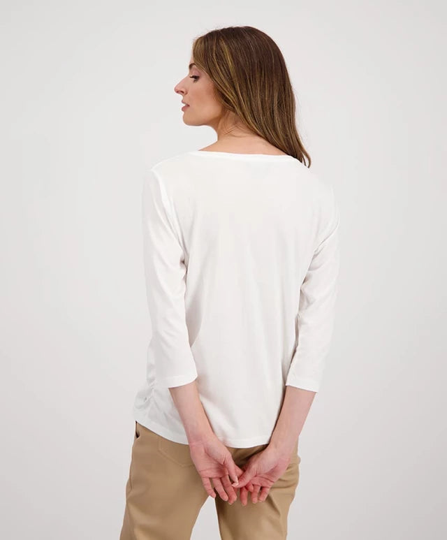 Off White Top With Butterfly
