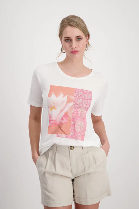Cream Top With Pink Pattern