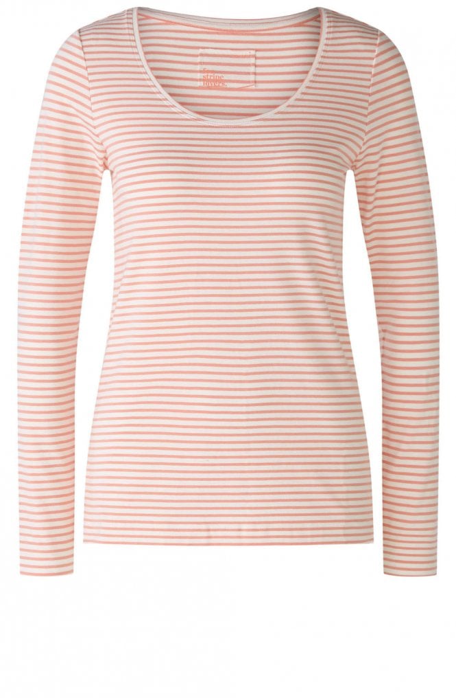 White And Pink Striped Jersey Top