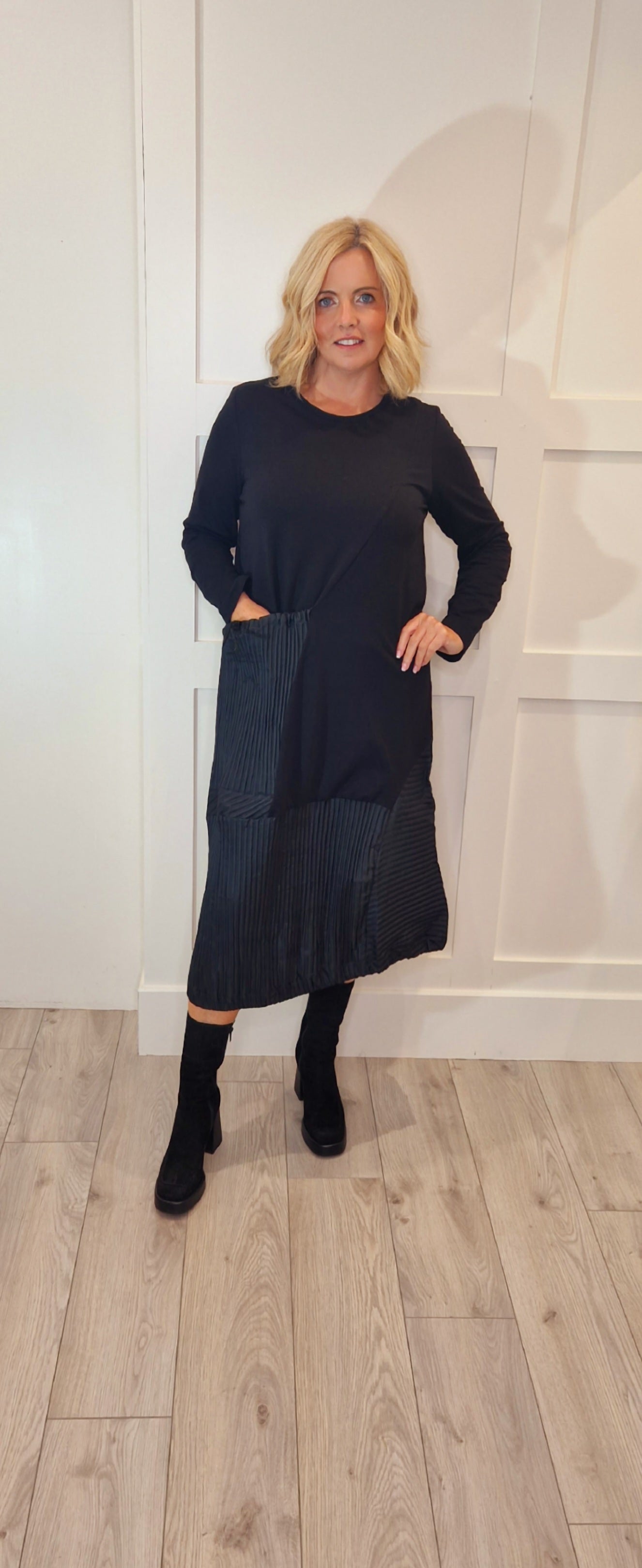 Black Midi Dress With Taffata