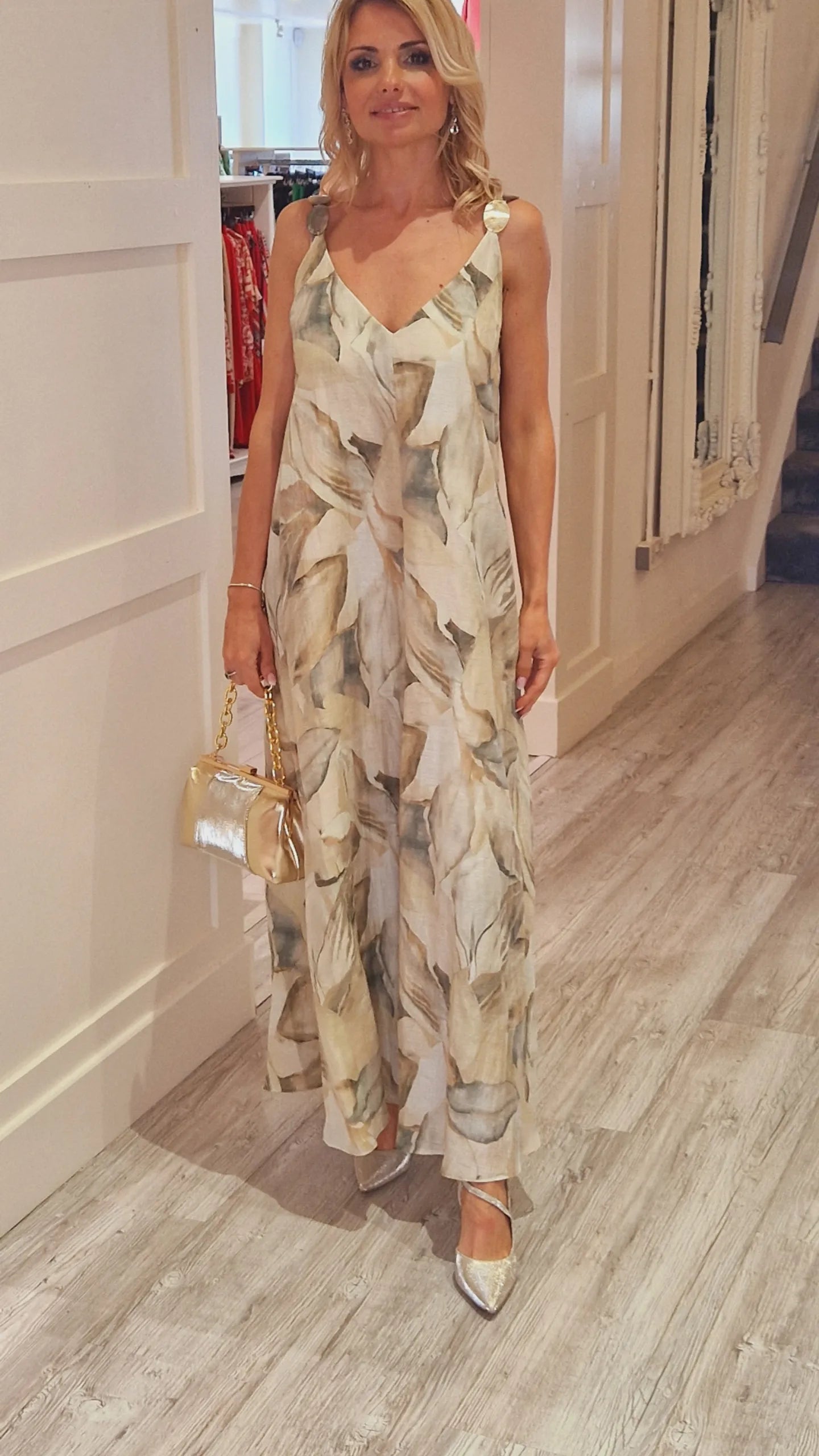 Champagne Flower Midi Dress
