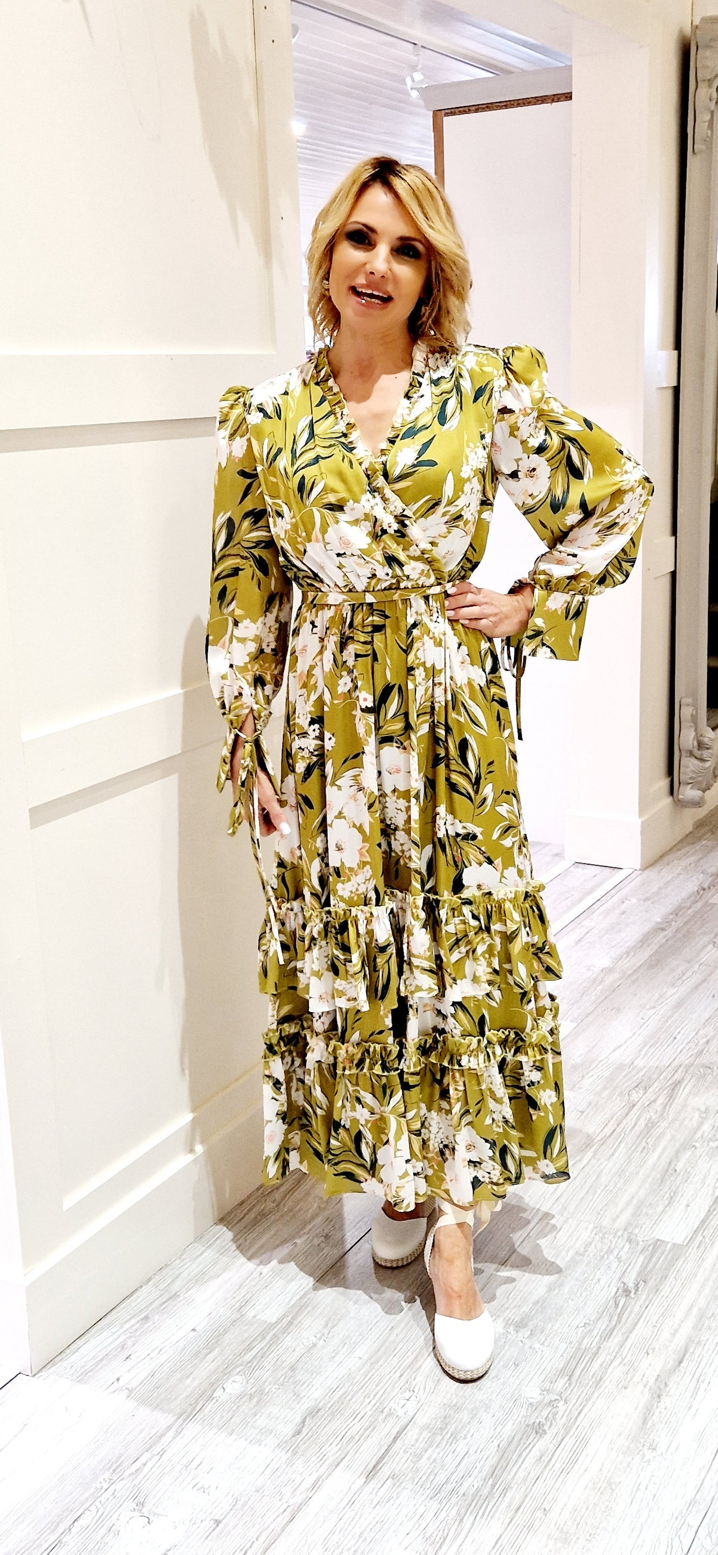 Green Lime Floral Dress