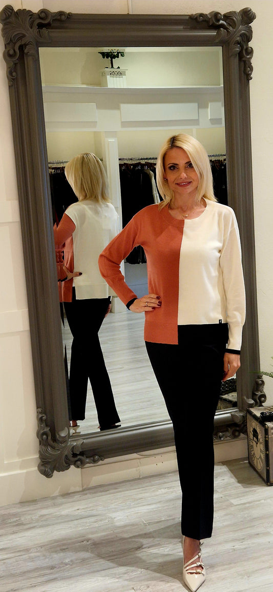 Two-tone Block Sweater With Contrast