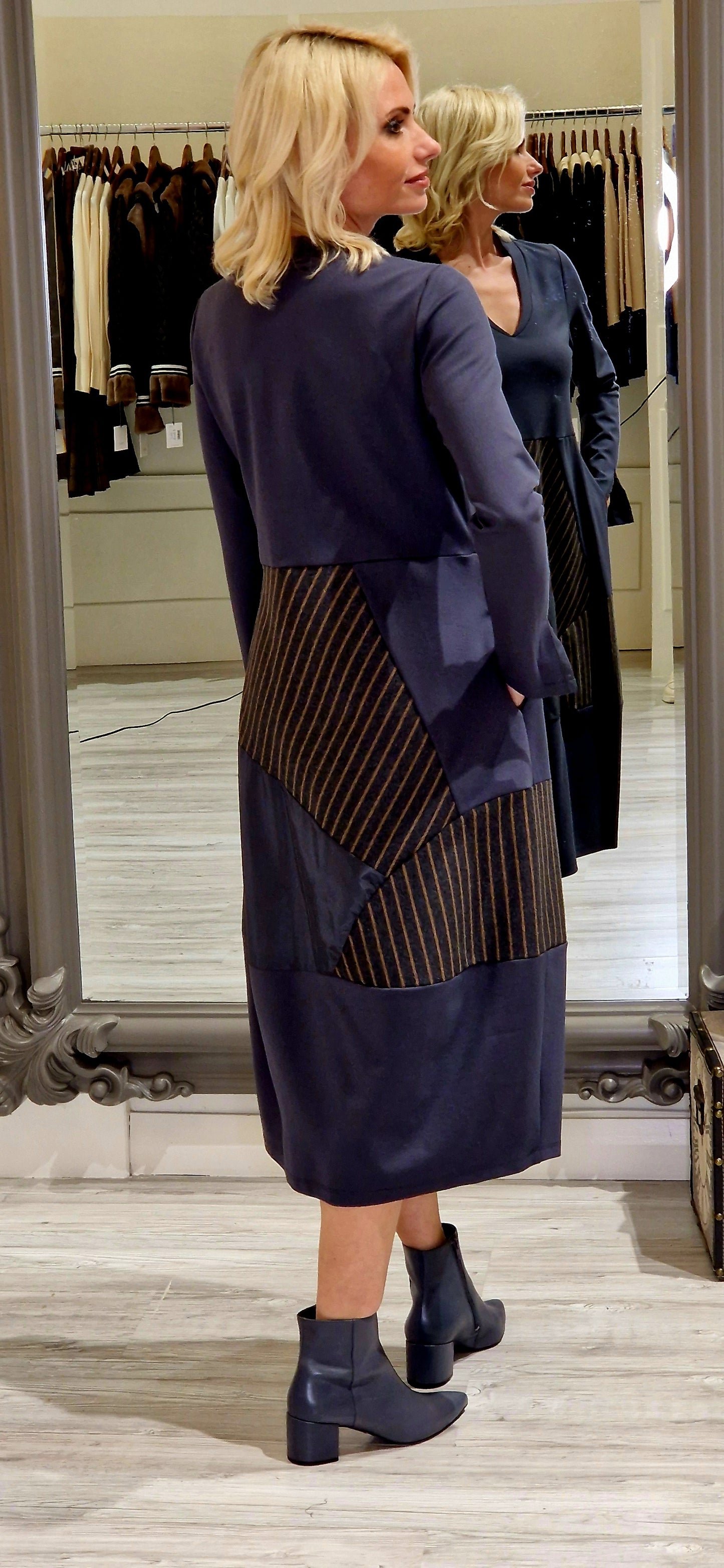 Grey Pinstripe Dress