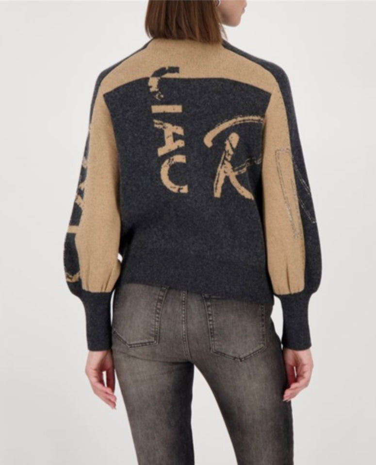 Charcoal & Camel Zip Cardi7