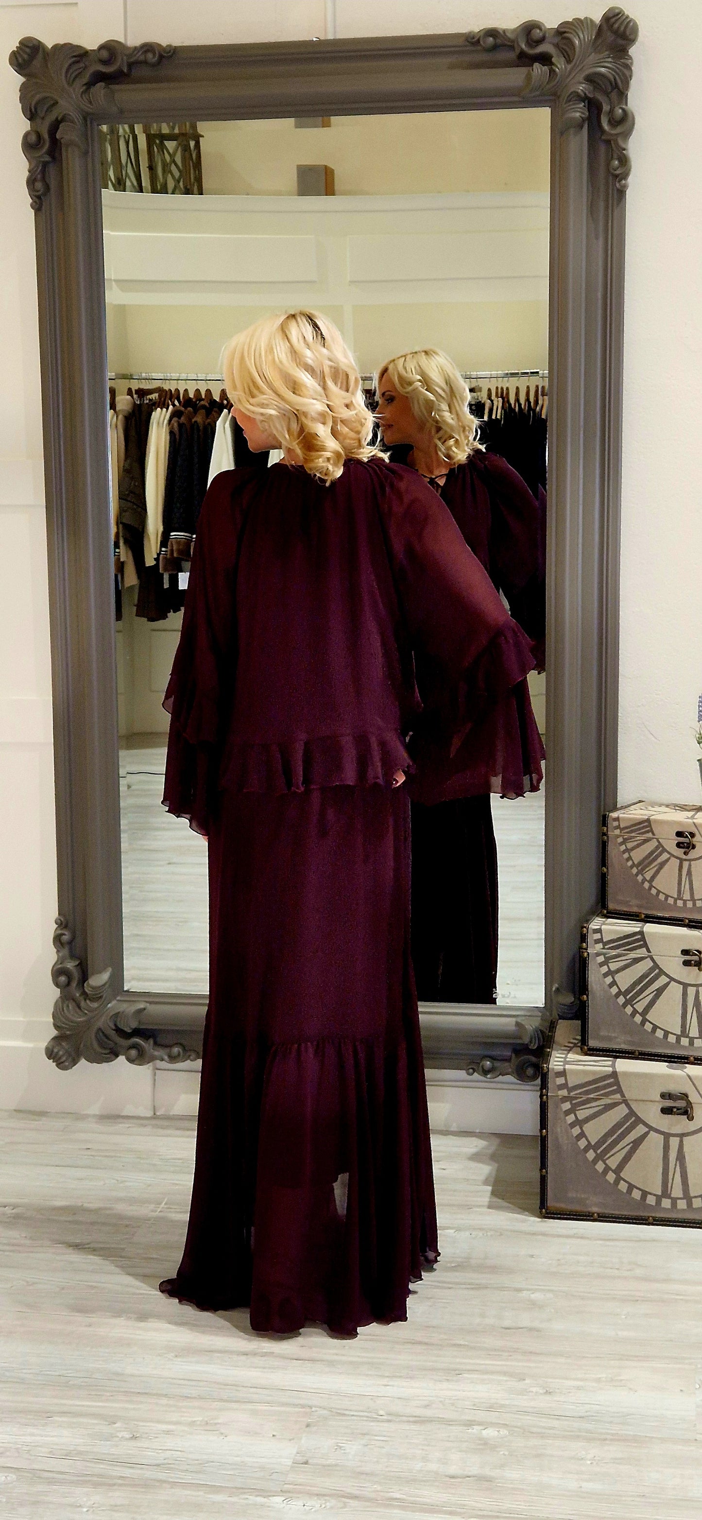 Magnificent Boho Burgundy Maxi Dress