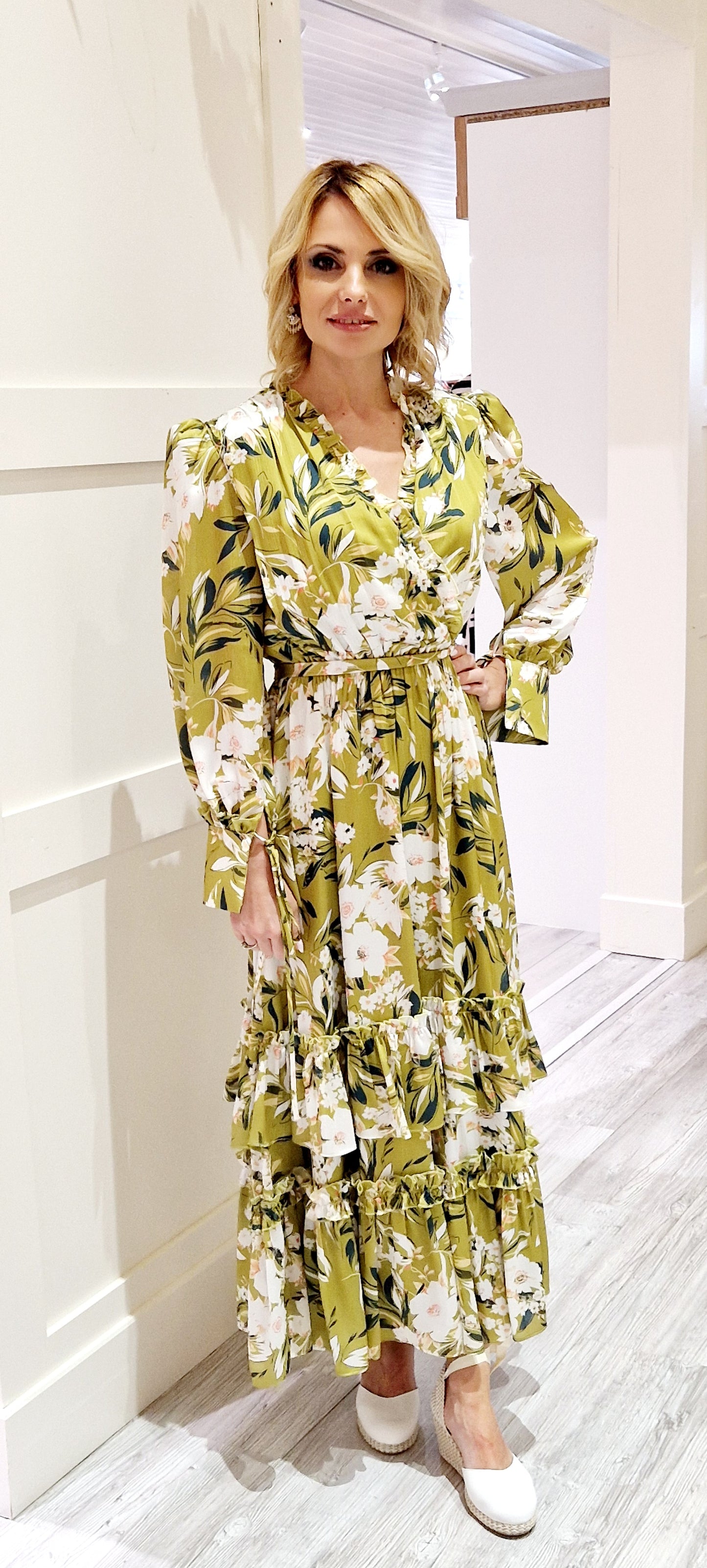Green Lime Floral Dress