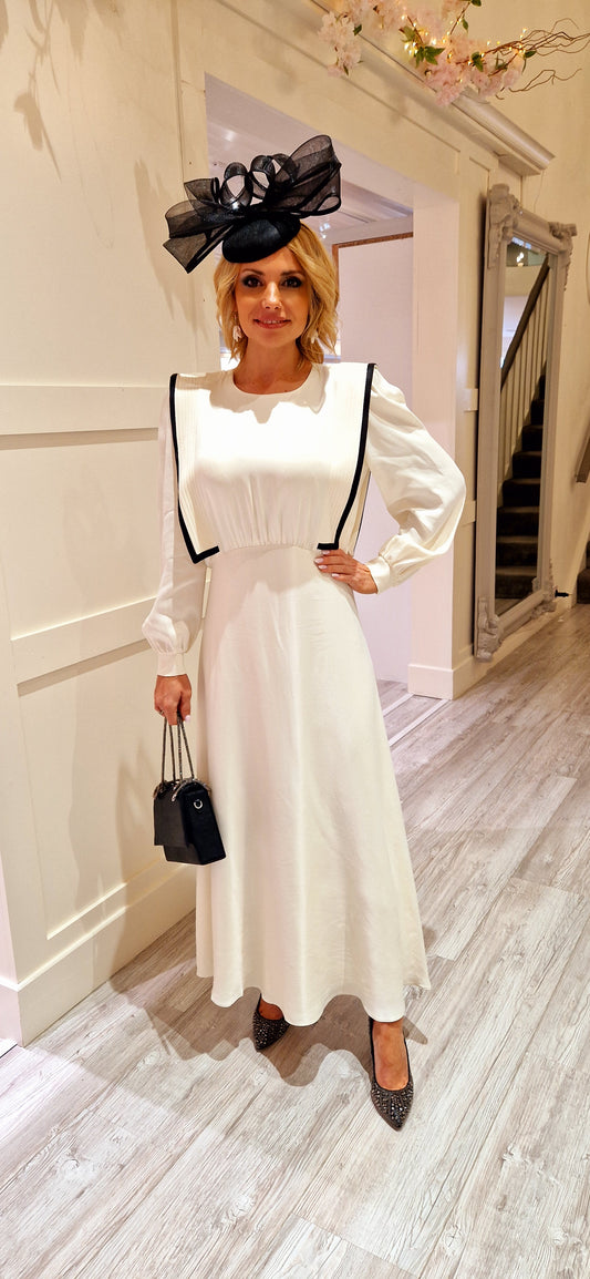 Cream Monochrome Midi Dress