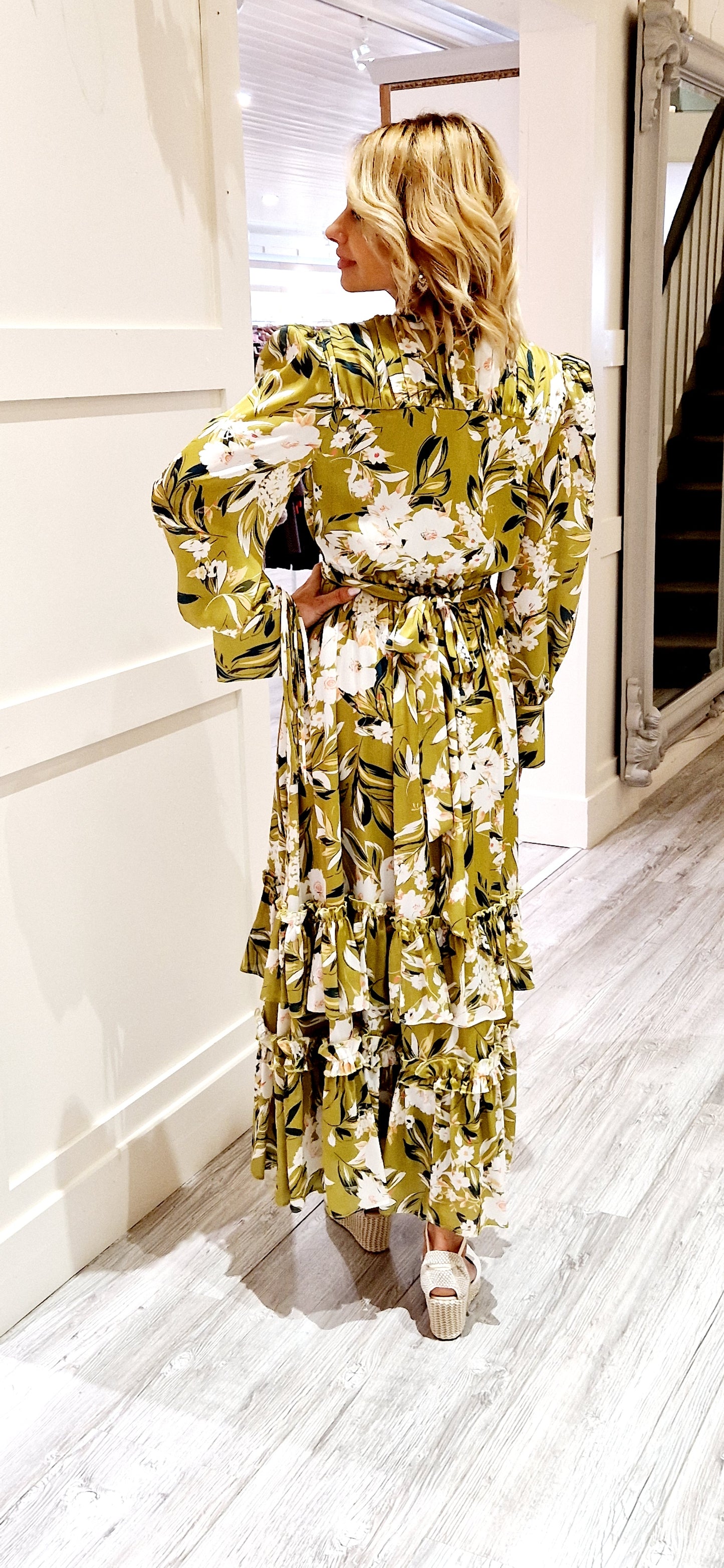 Green Lime Floral Dress