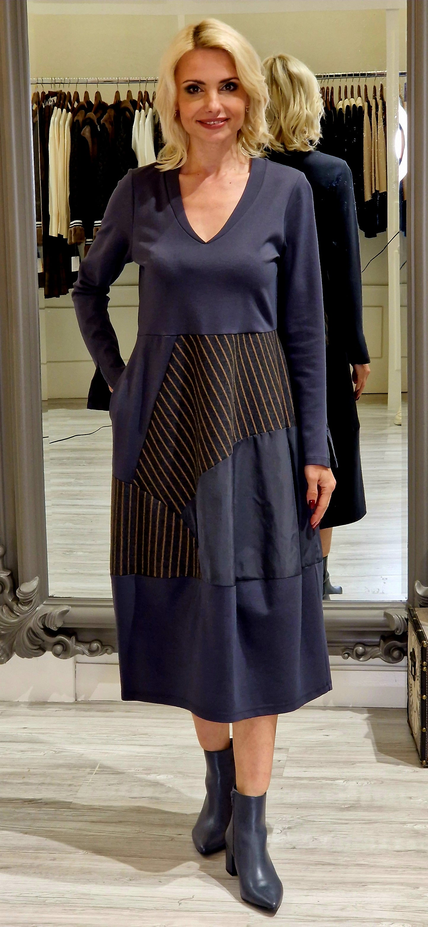 Grey Pinstripe Dress