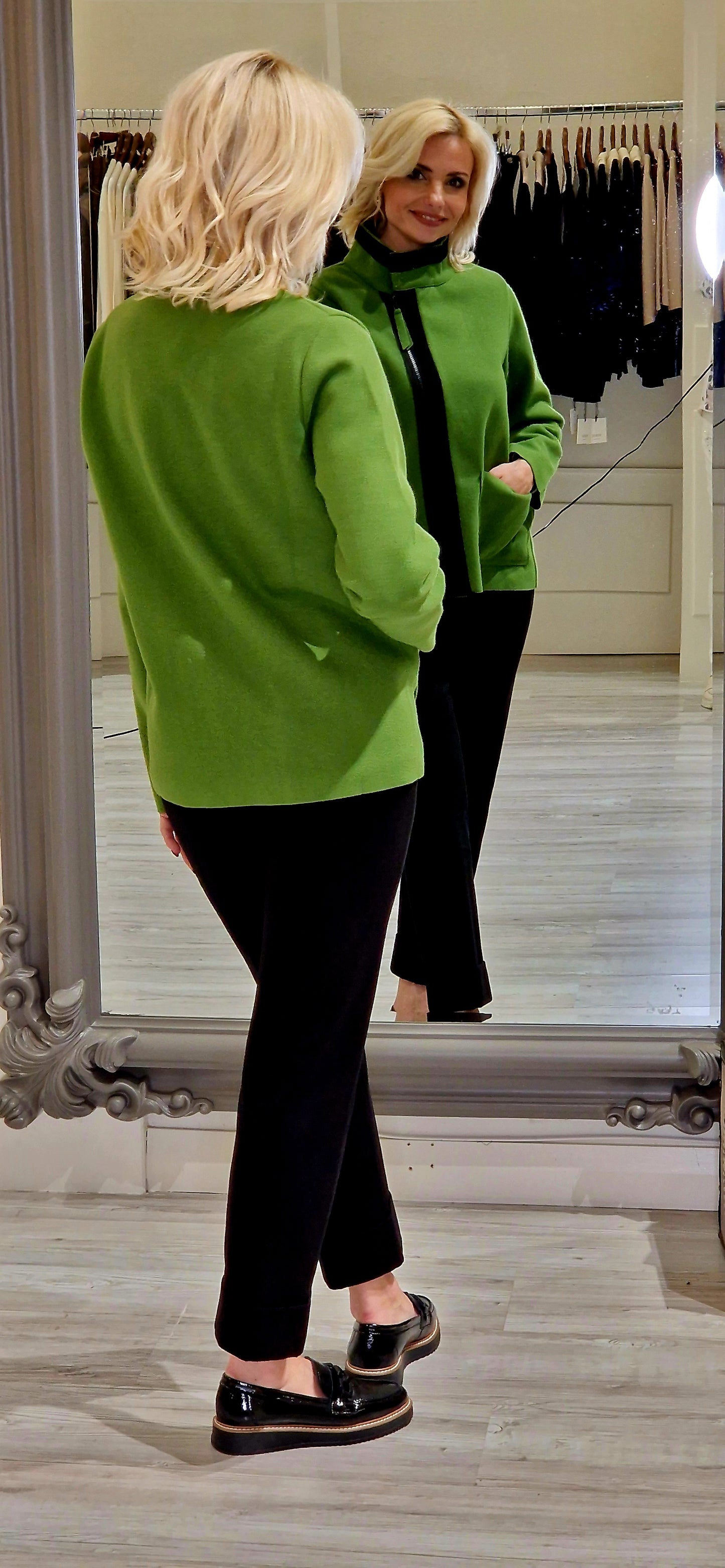 Green And Black Side Zip Jacket