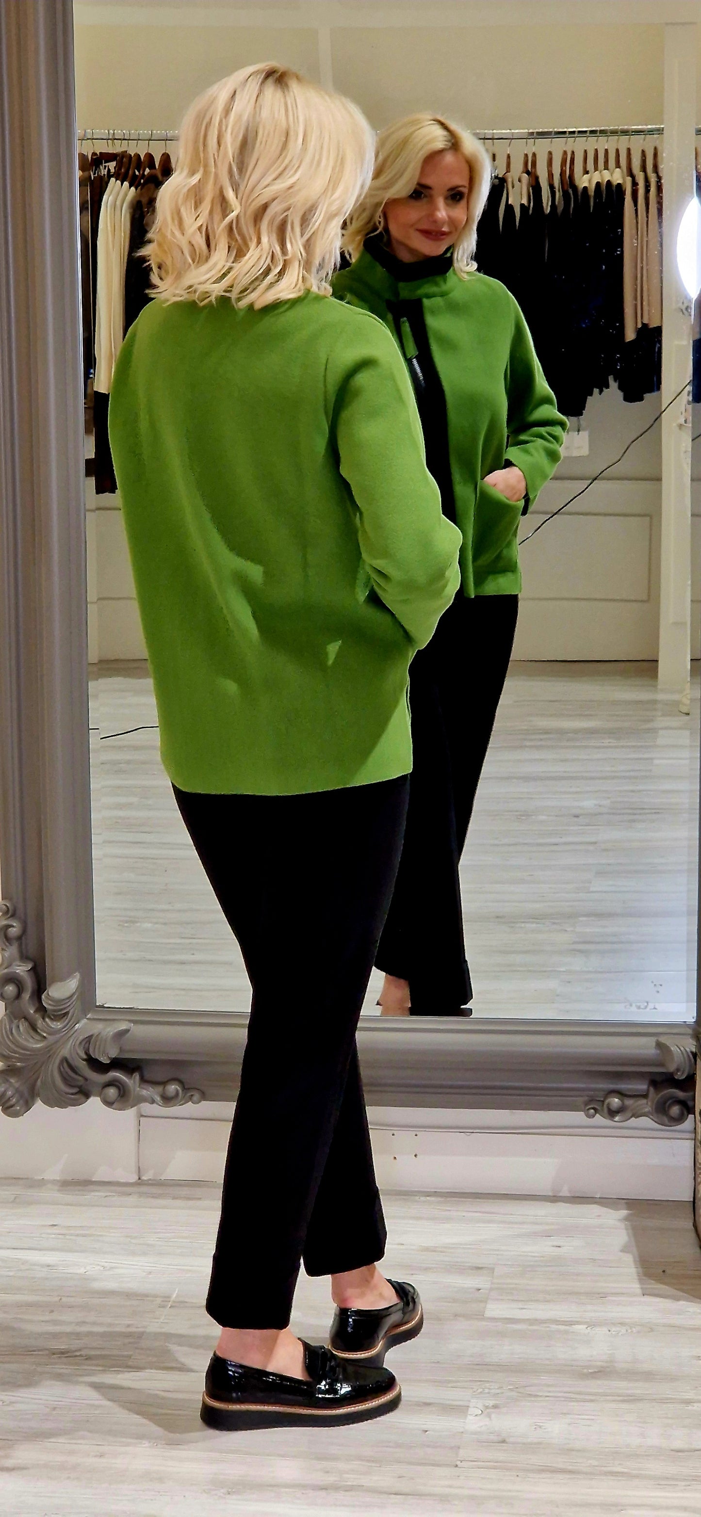 Green And Black Side Zip Jacket