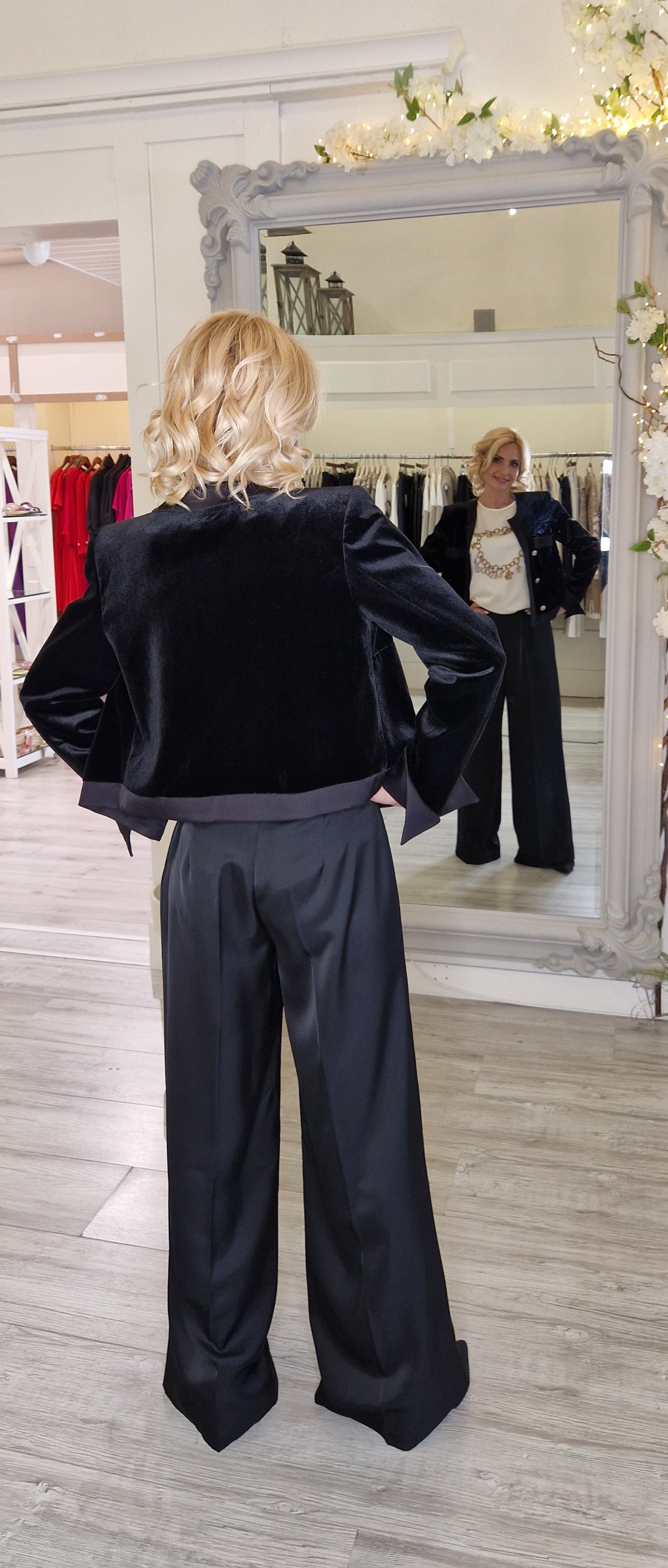 Black Satin Palazzo Trousers