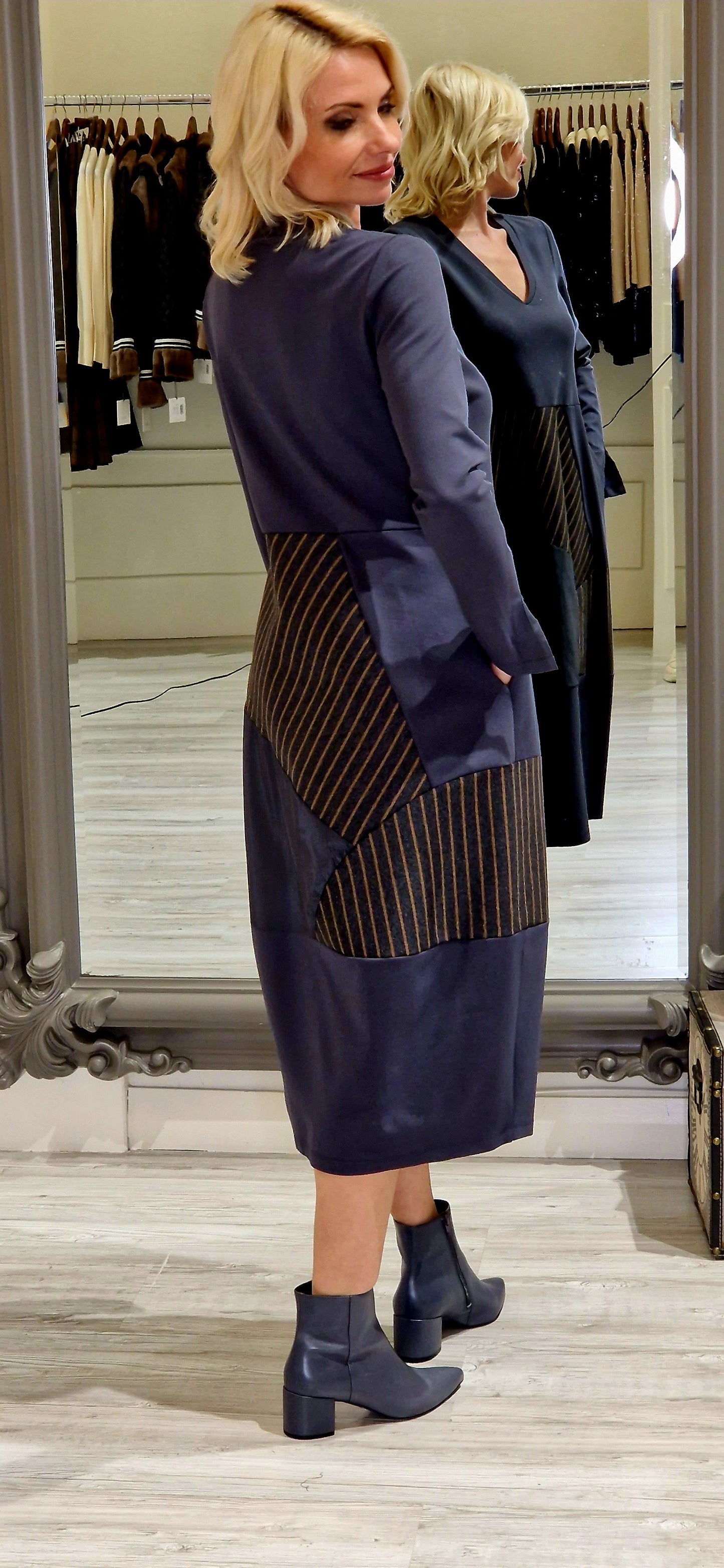 Grey Pinstripe Dress