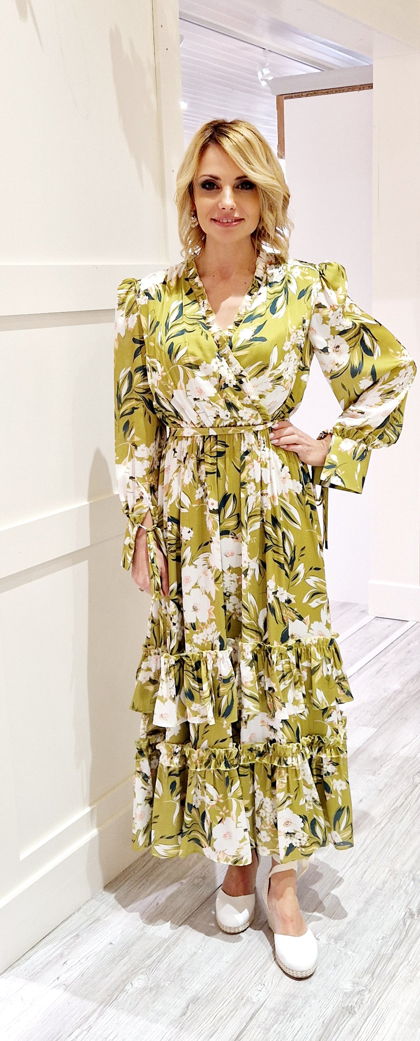 Green Lime Floral Dress