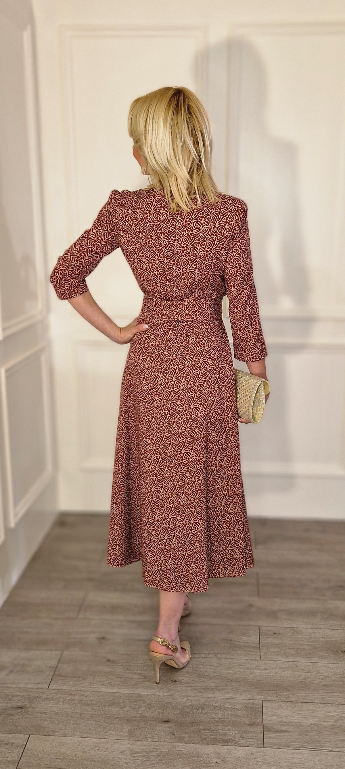 Oton Burgundy And Camel Dress