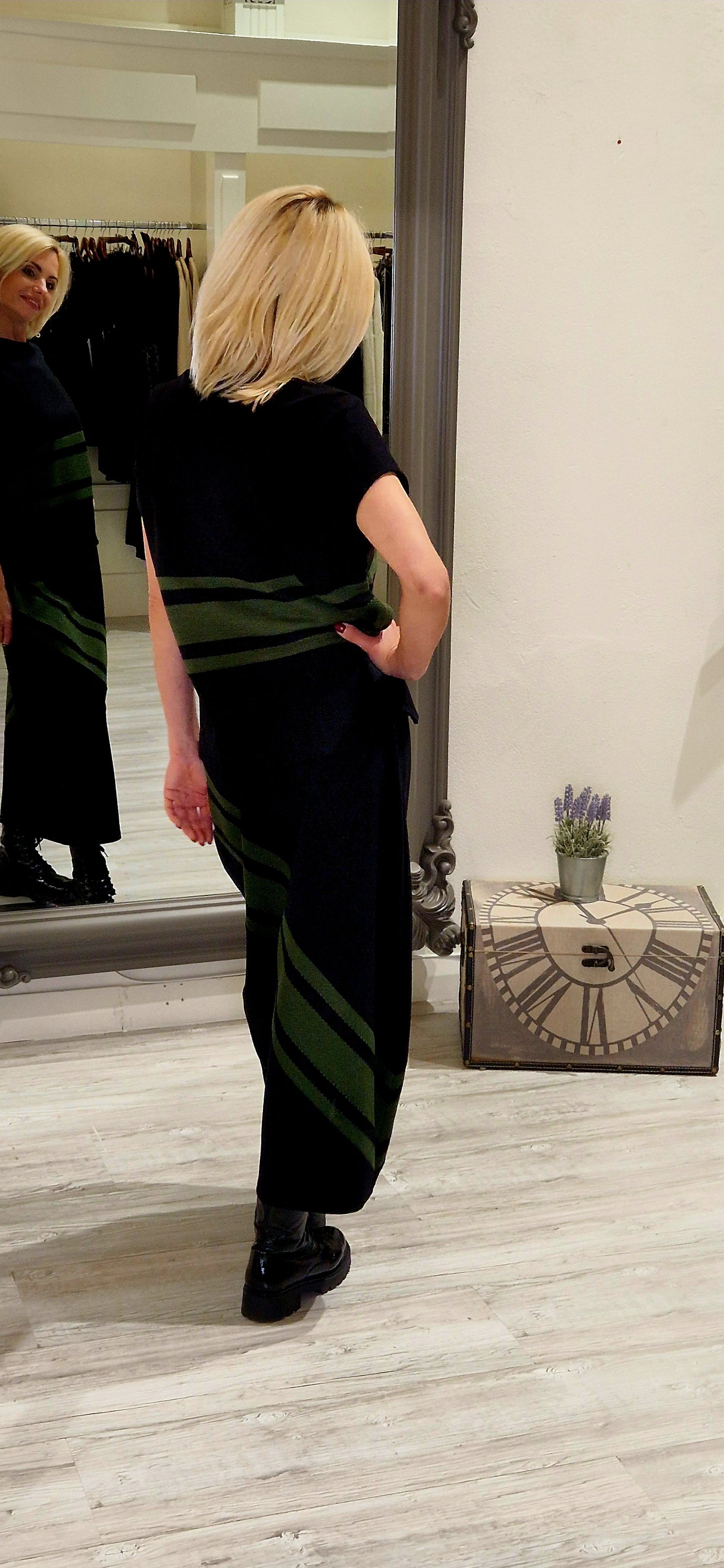 Black & Green Stripe Top