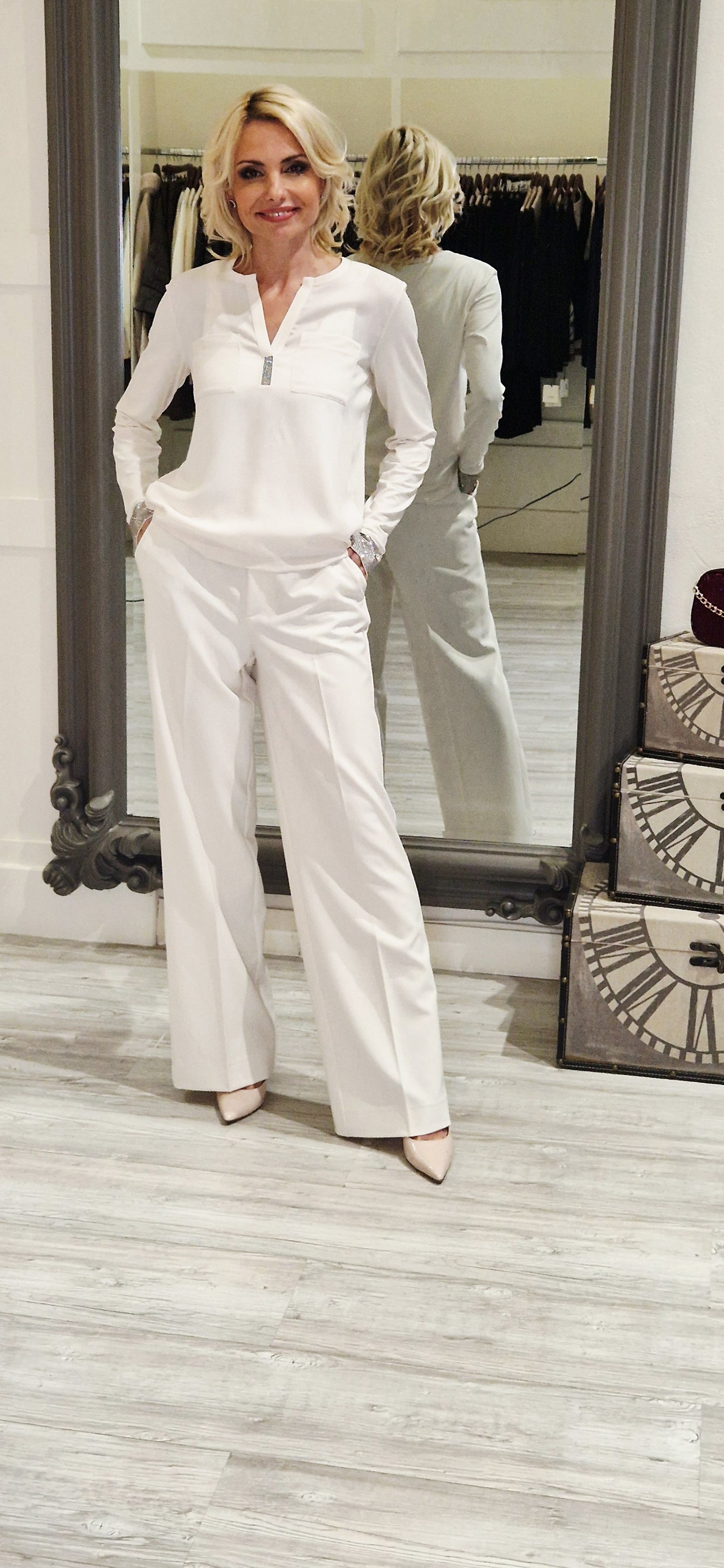 Crepe Blouse With Rhinestones