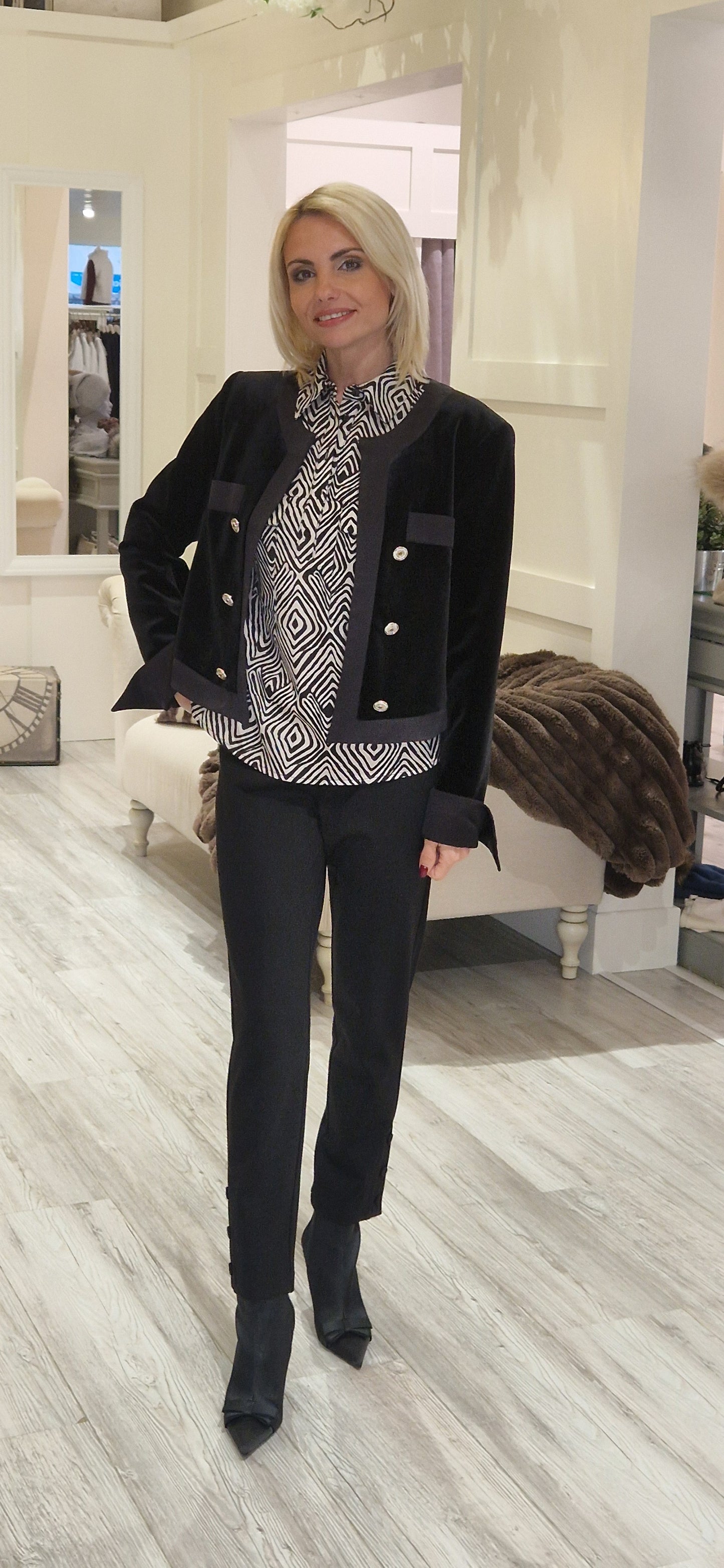 Black & Beige Contentric Diamond Shirt