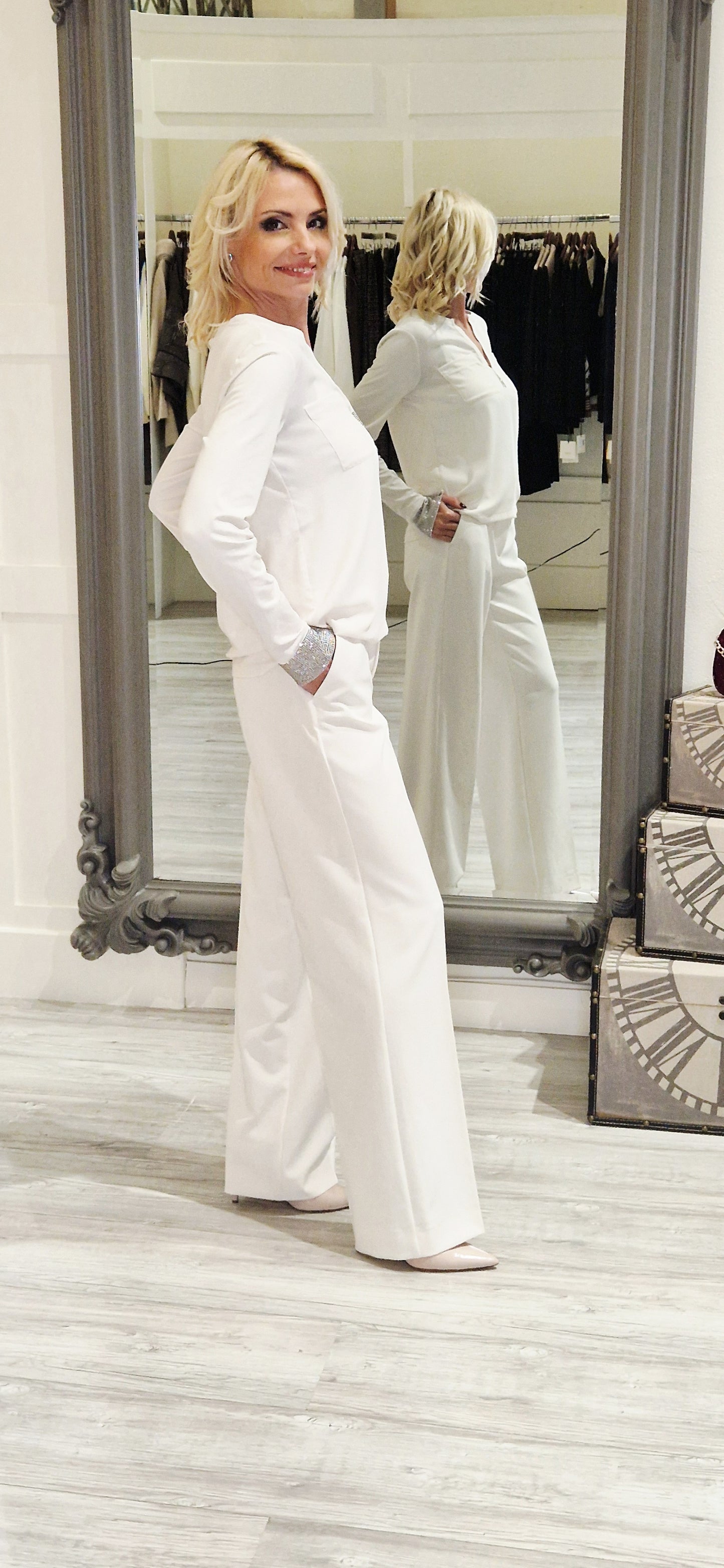 Crepe Blouse With Rhinestones