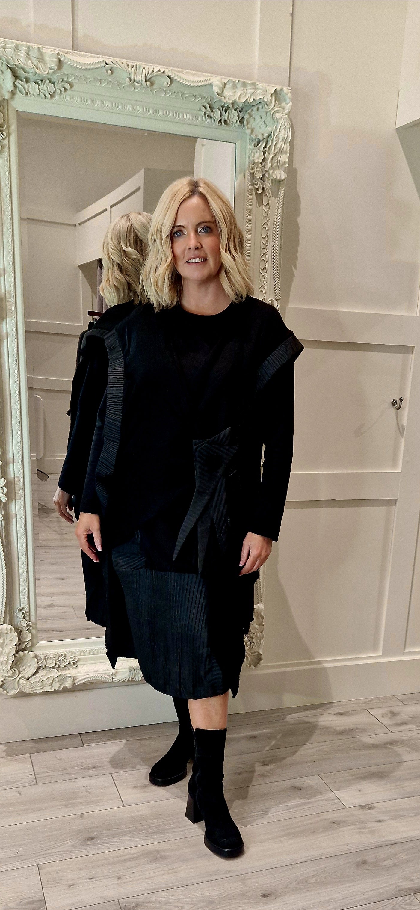 Black Midi Dress With Taffata