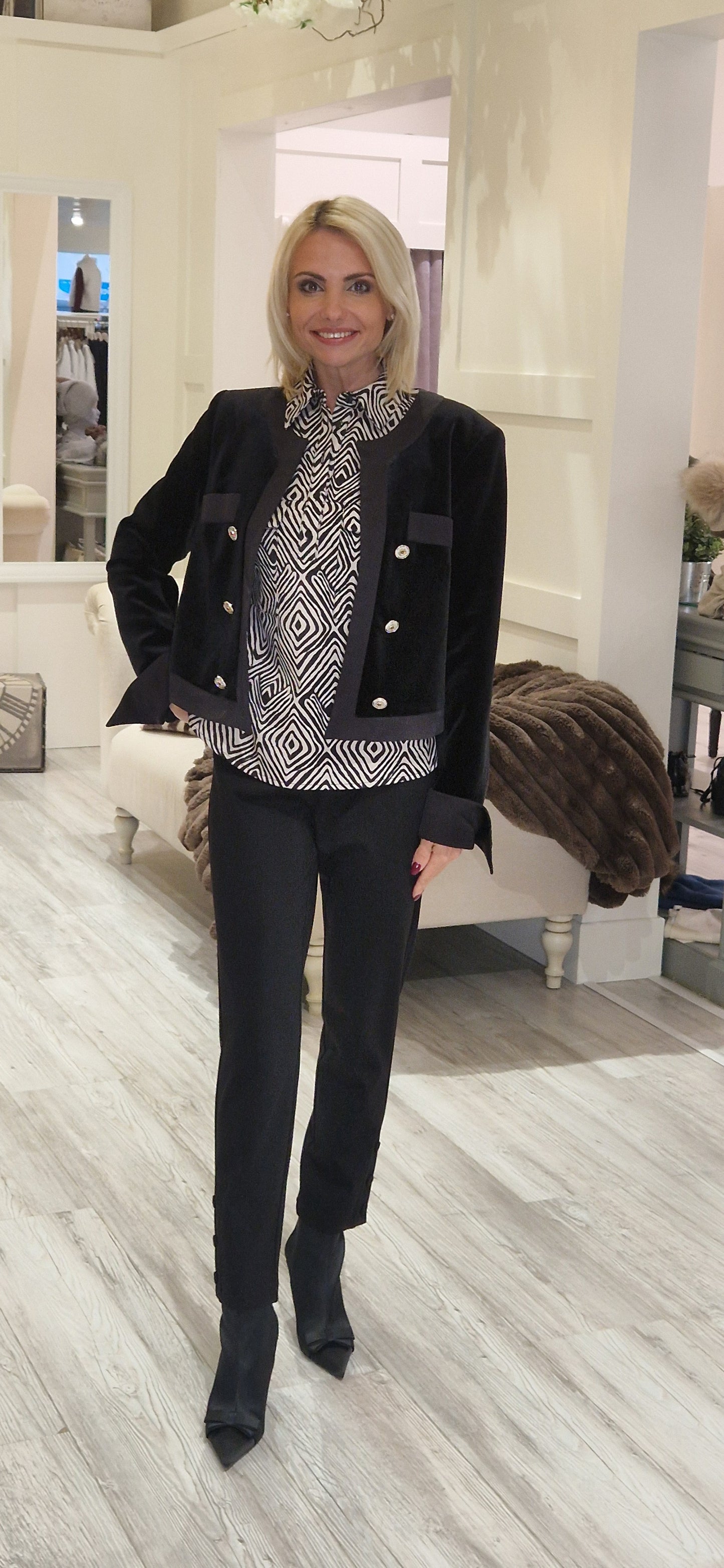 Black & Beige Contentric Diamond Shirt