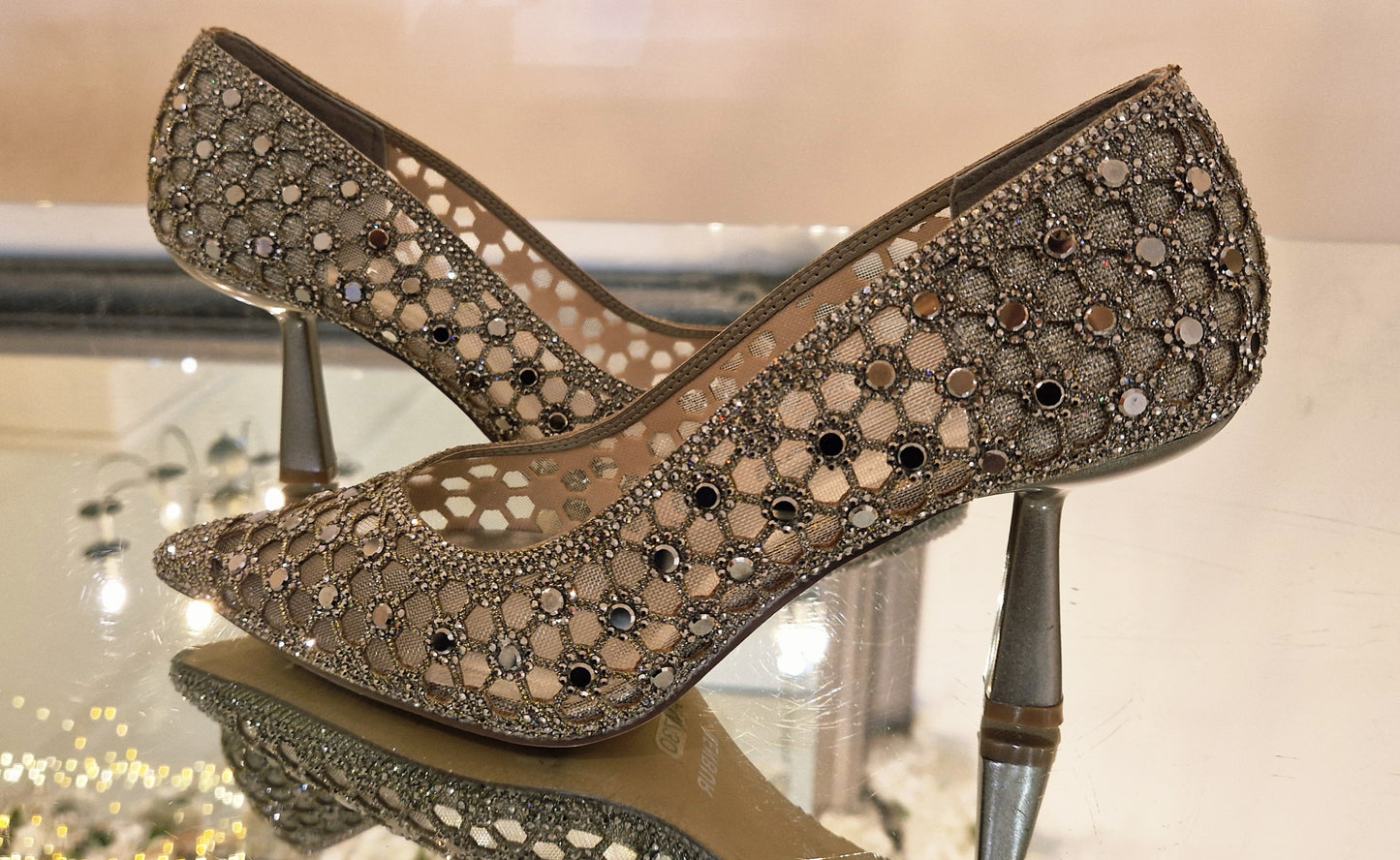 Silver Dimond Kitten Hill Shoes
