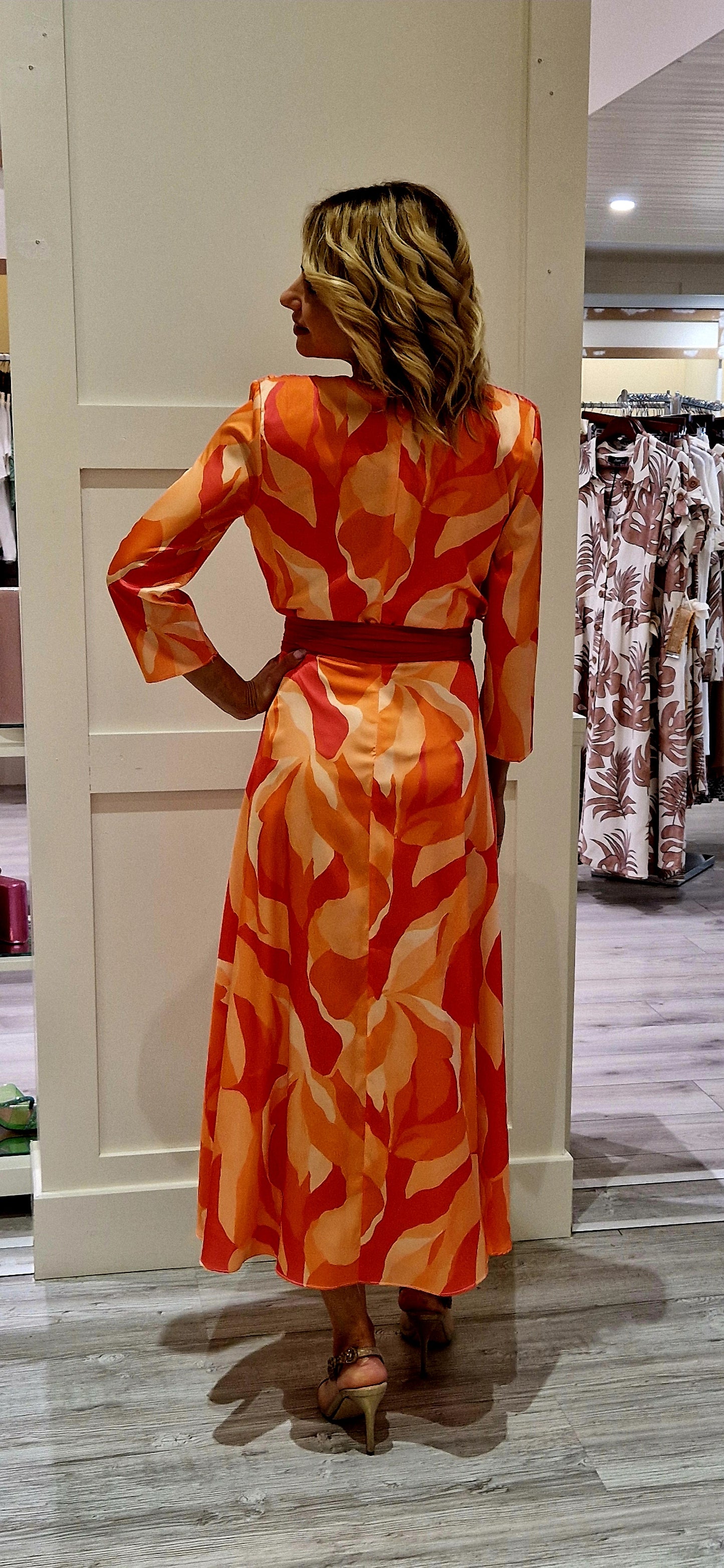 Orange  Midi Dress