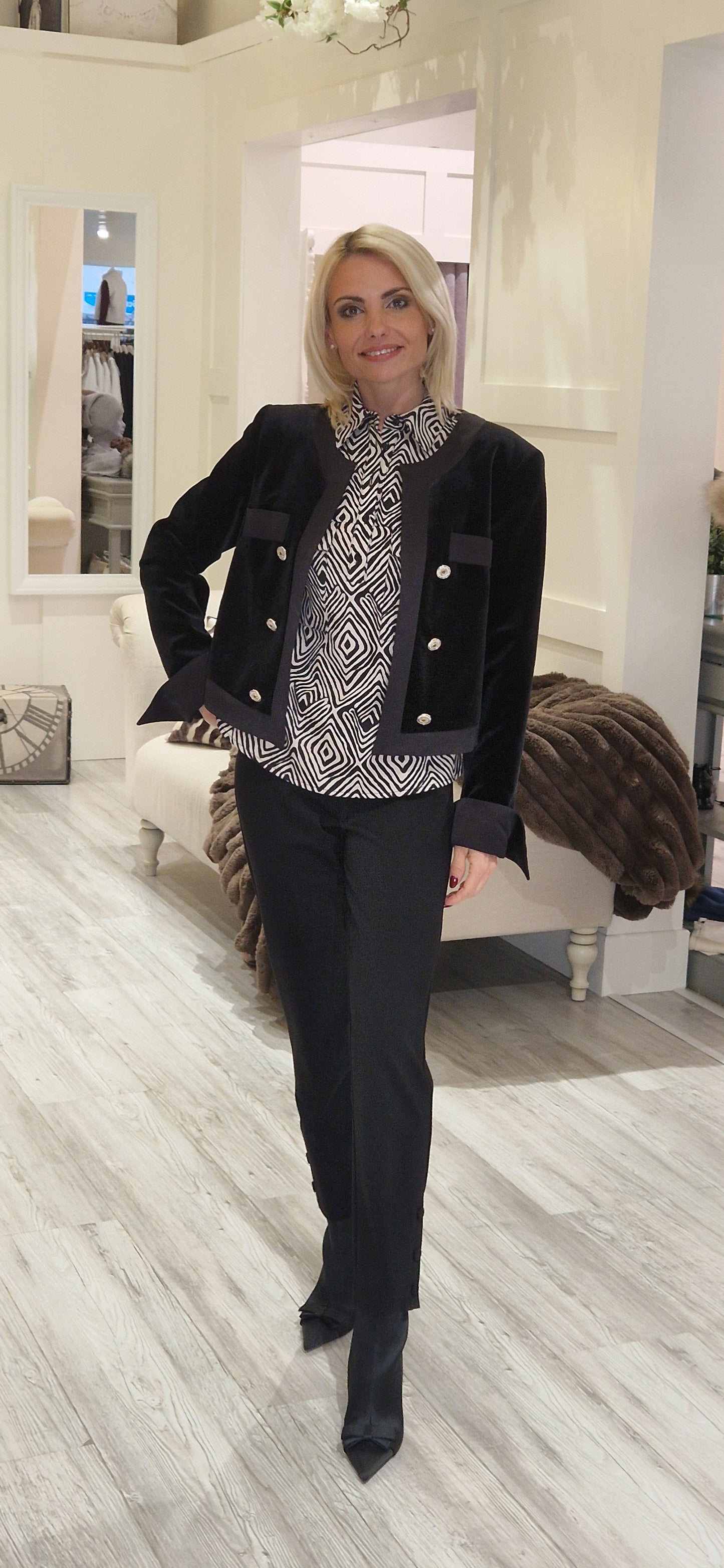 Black & Beige Contentric Diamond Shirt