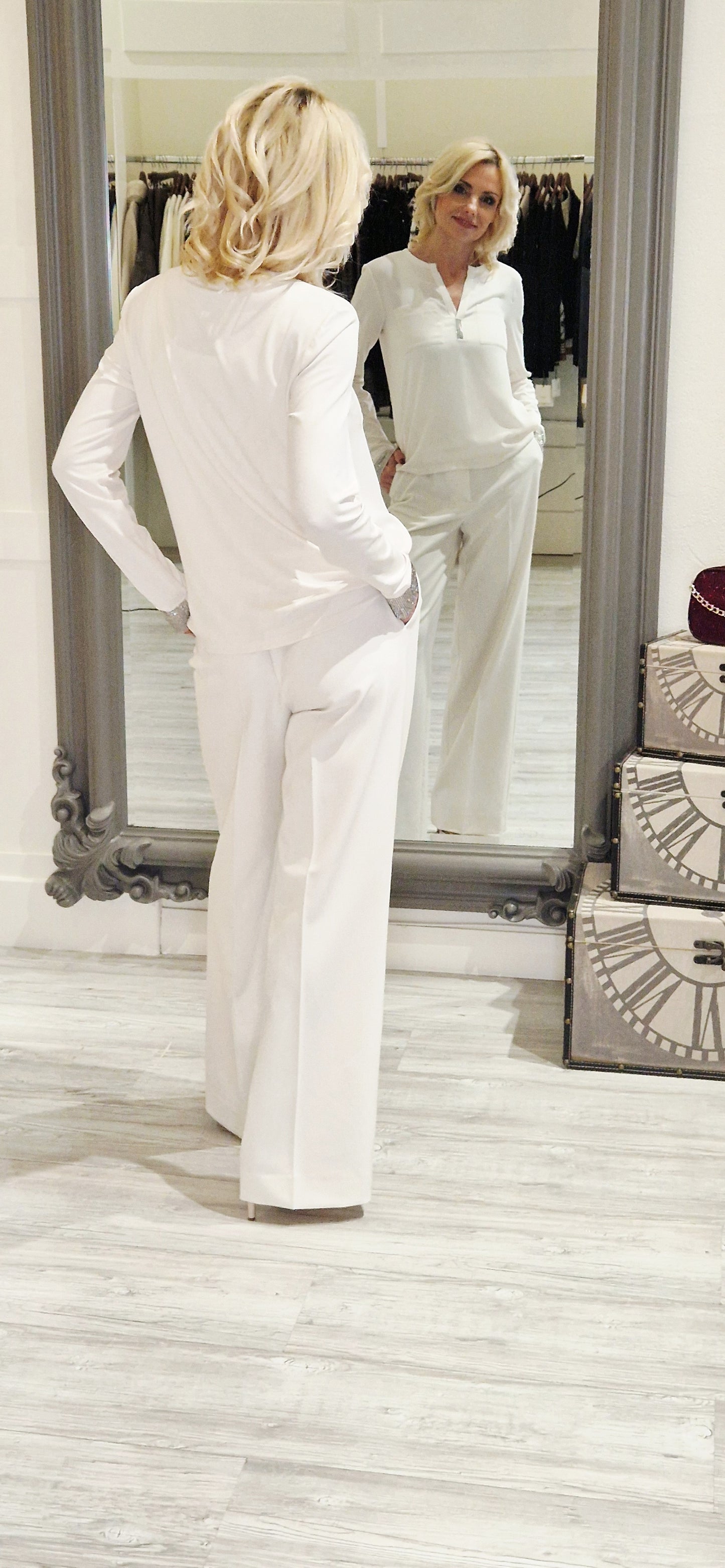 Crepe Blouse With Rhinestones