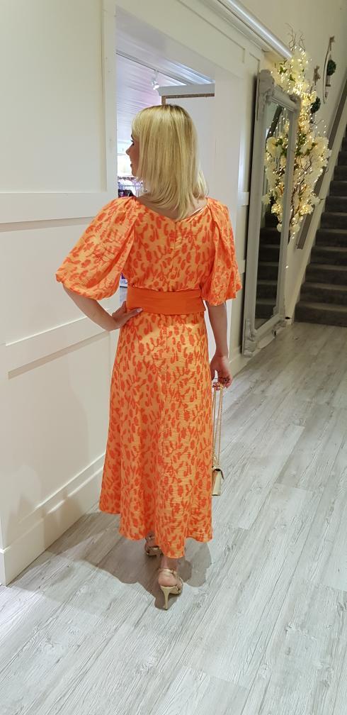 Two Tones Orange Midi Dress