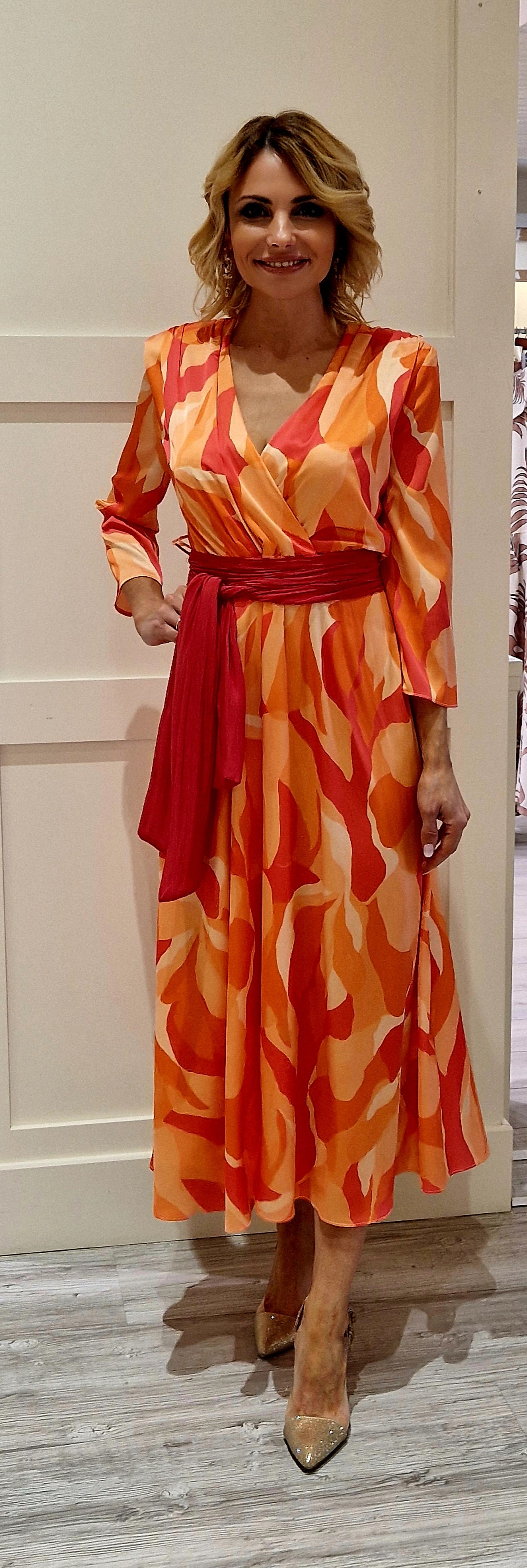 Orange  Midi Dress