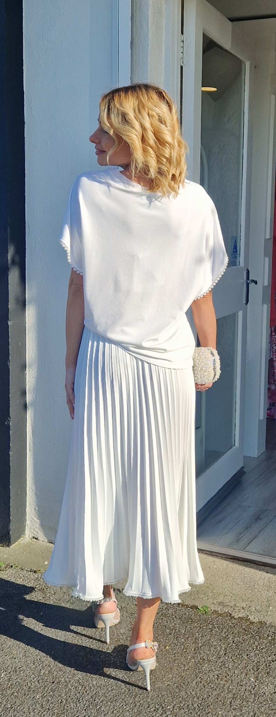 White top With Pearl detail
