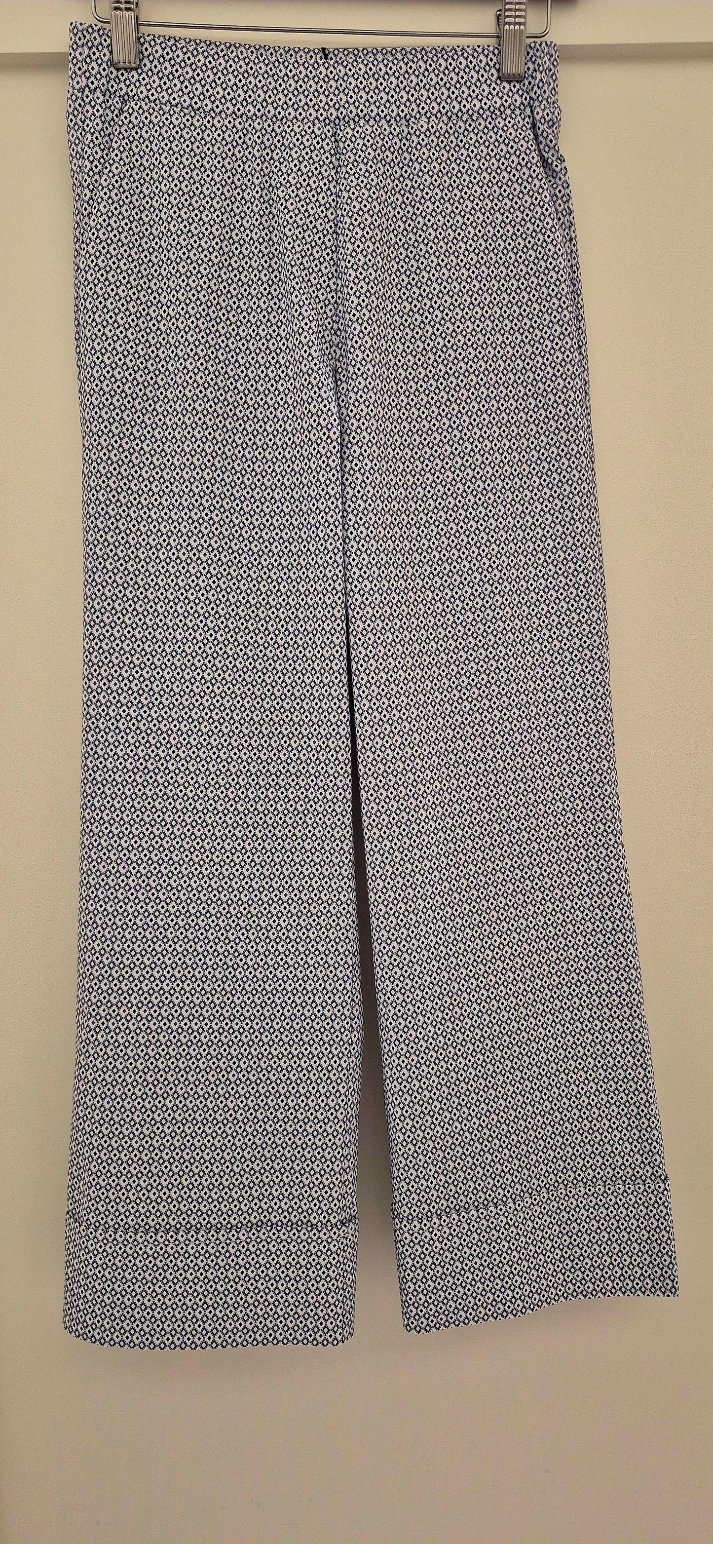 Navy & White Print Trousers