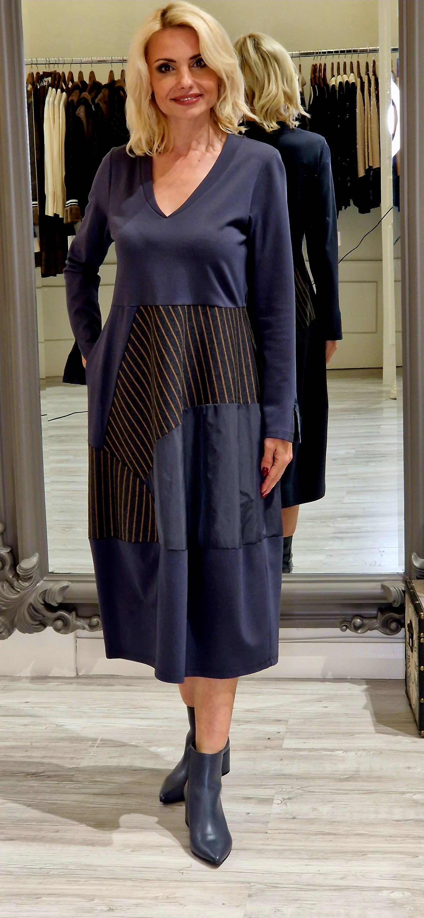 Grey Pinstripe Dress