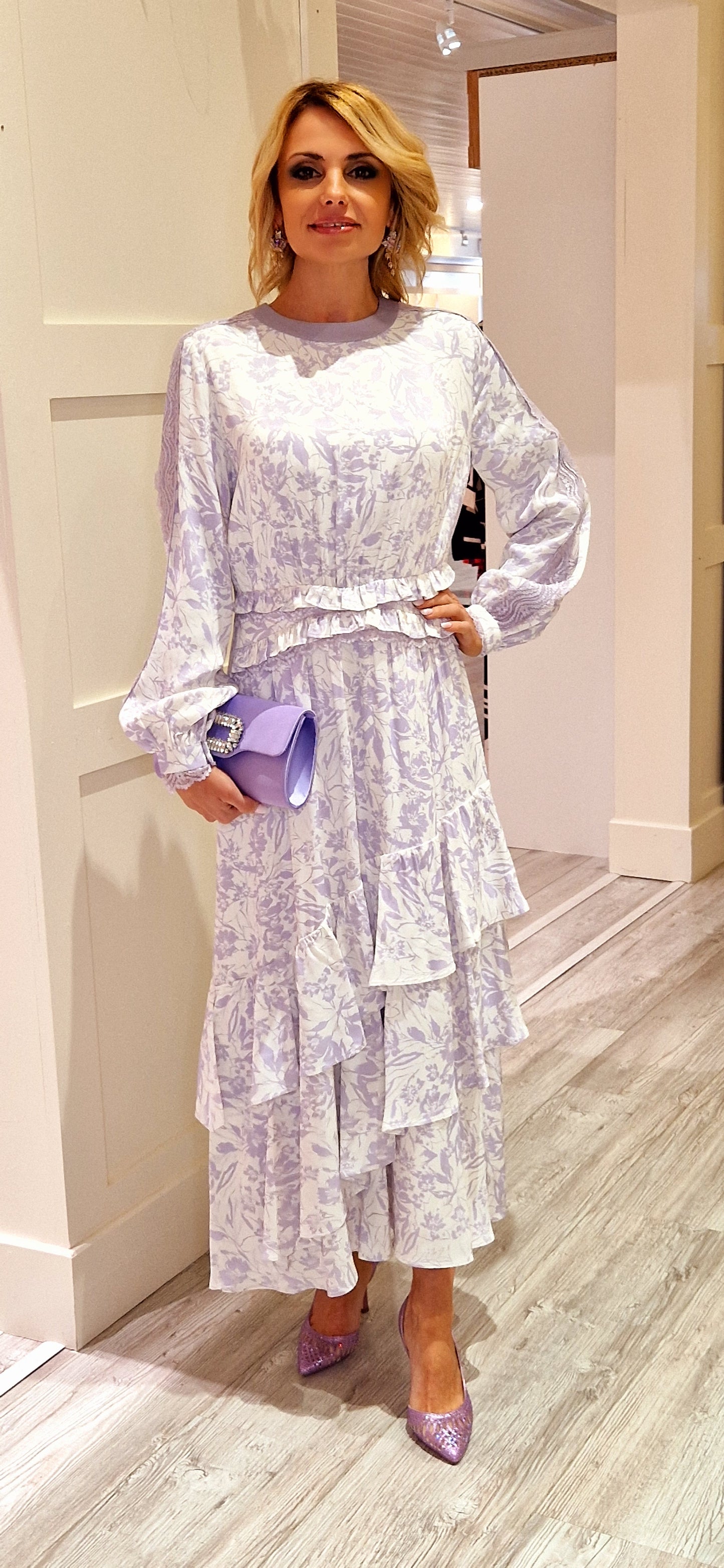 Lavender White Lace Dress