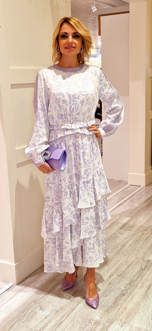 Lavender White Lace Dress