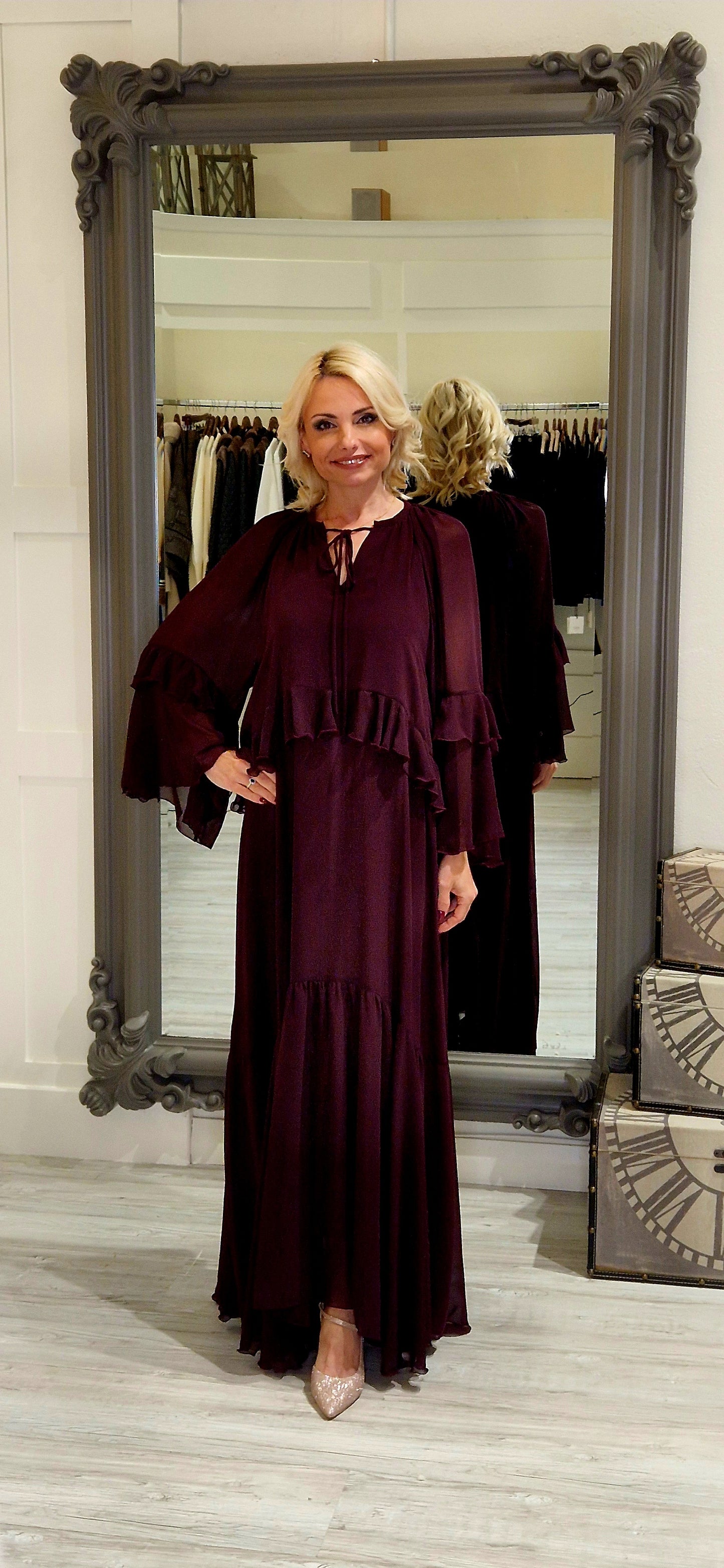 Magnificent Boho Burgundy Maxi Dress