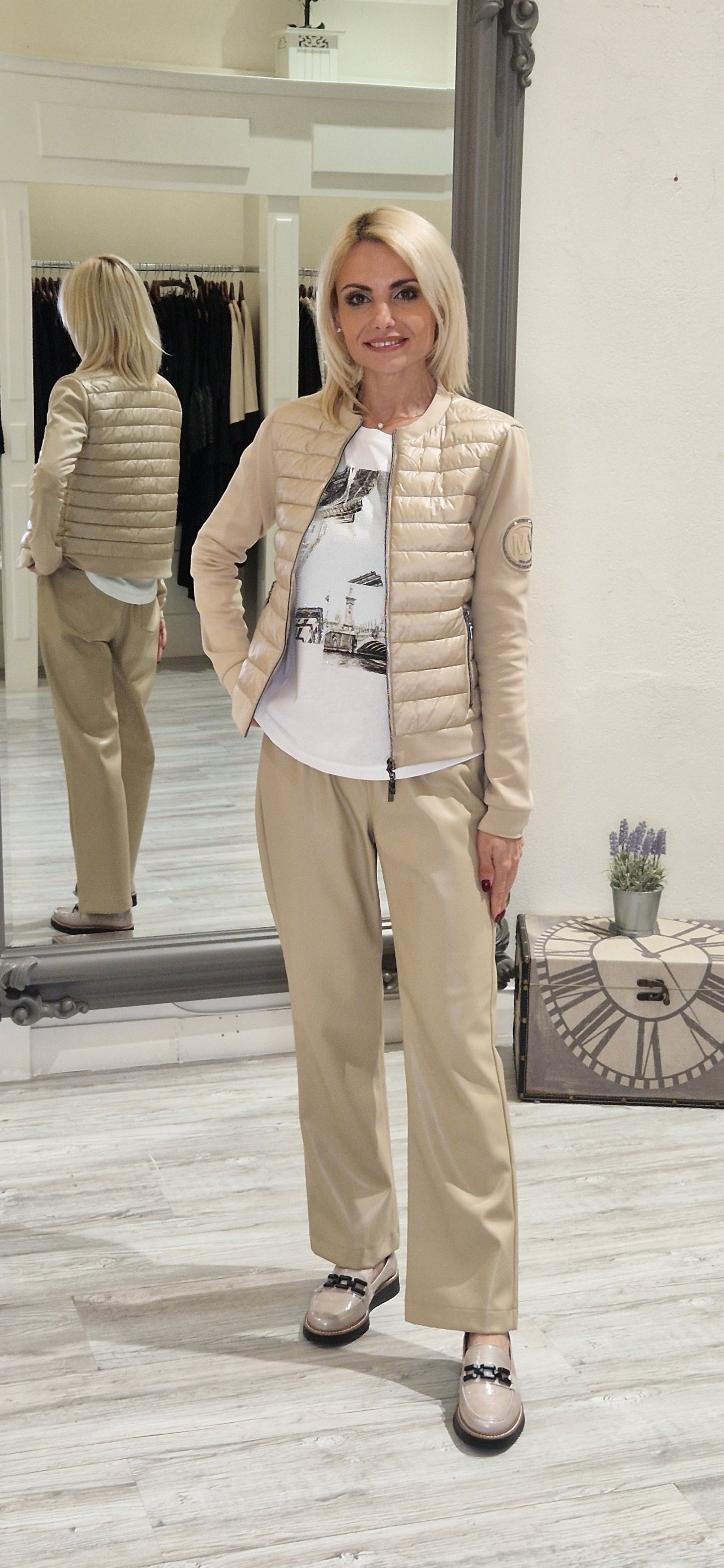 Cinnamon Quilted Jacket With Neoprene