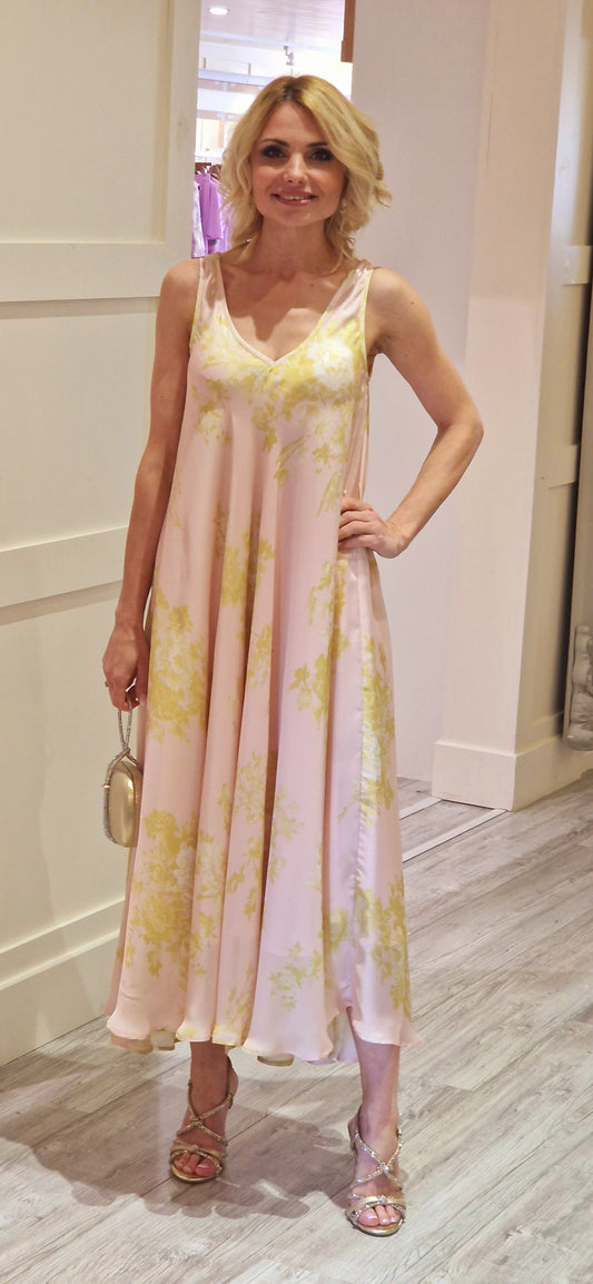 Soft Pink & Lime Print Dress