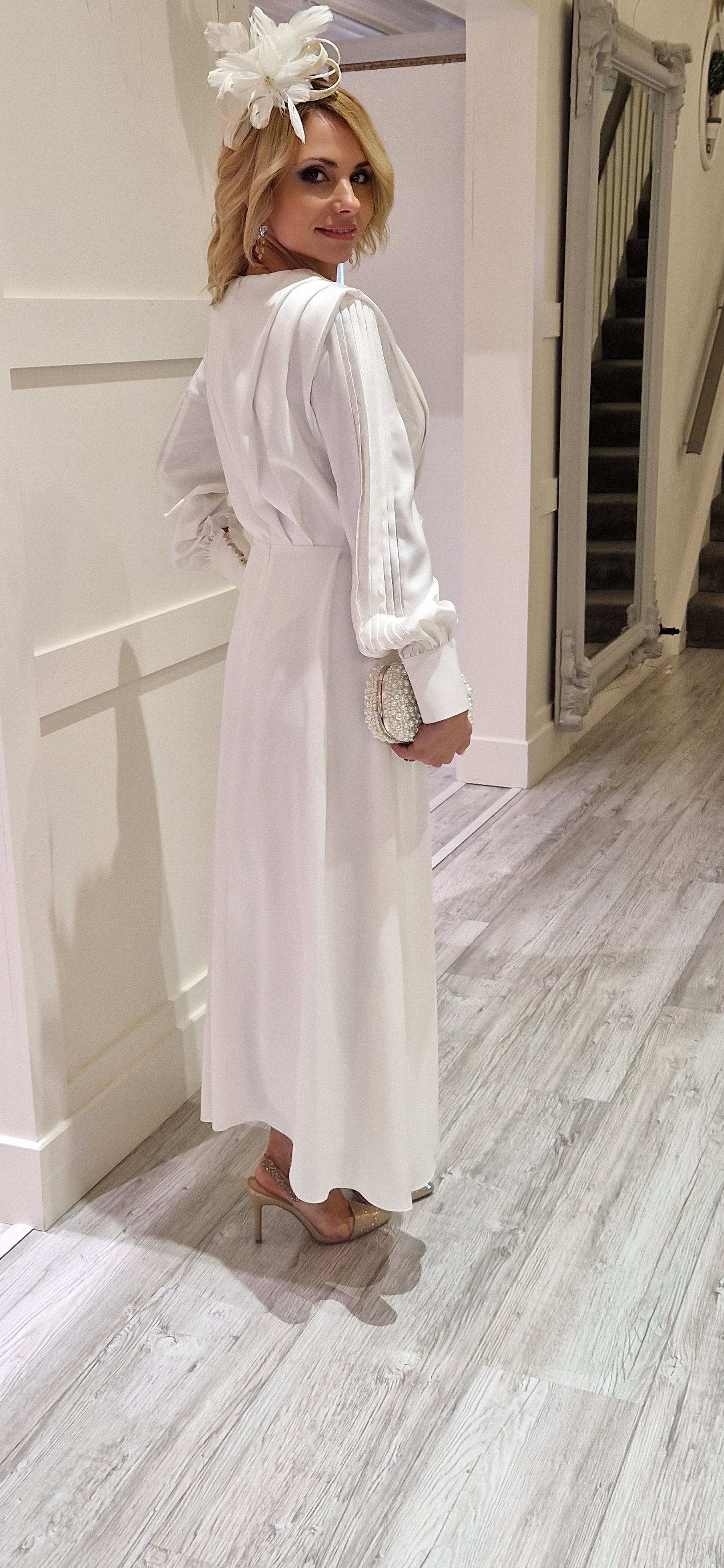 Ecru Pleat Dress